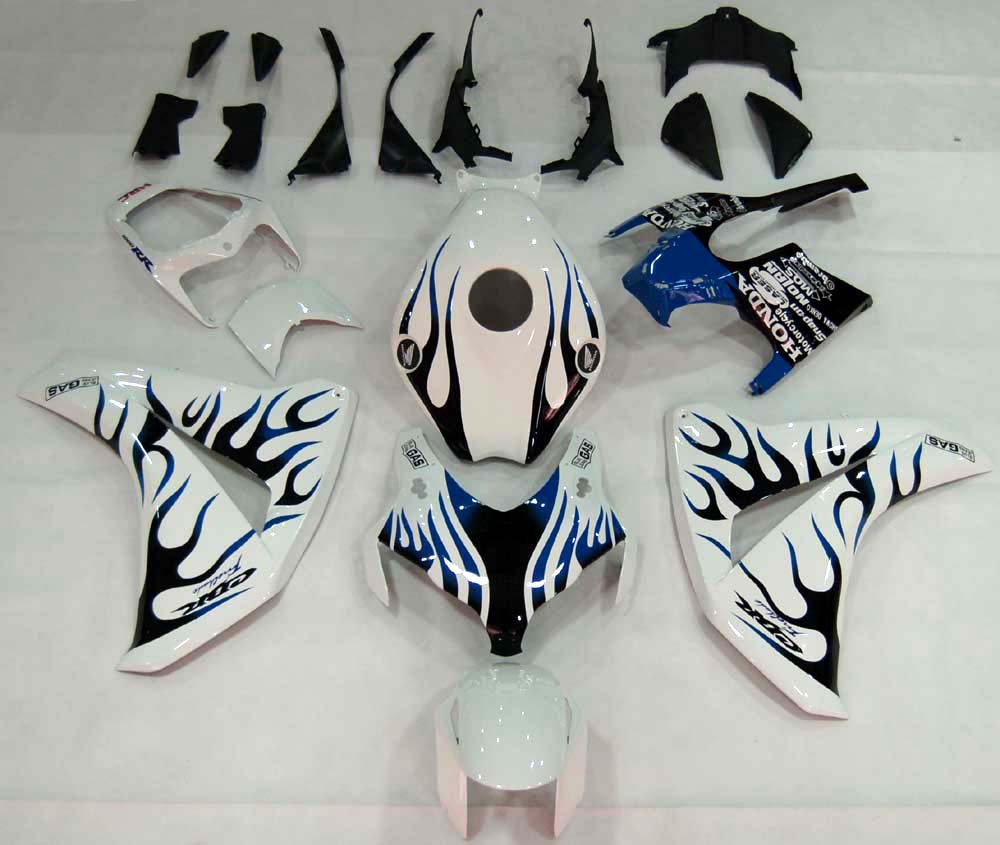 2008-2011 Honda CBR 1000 RR White & Blue Black Flame Racing Fairings Generic