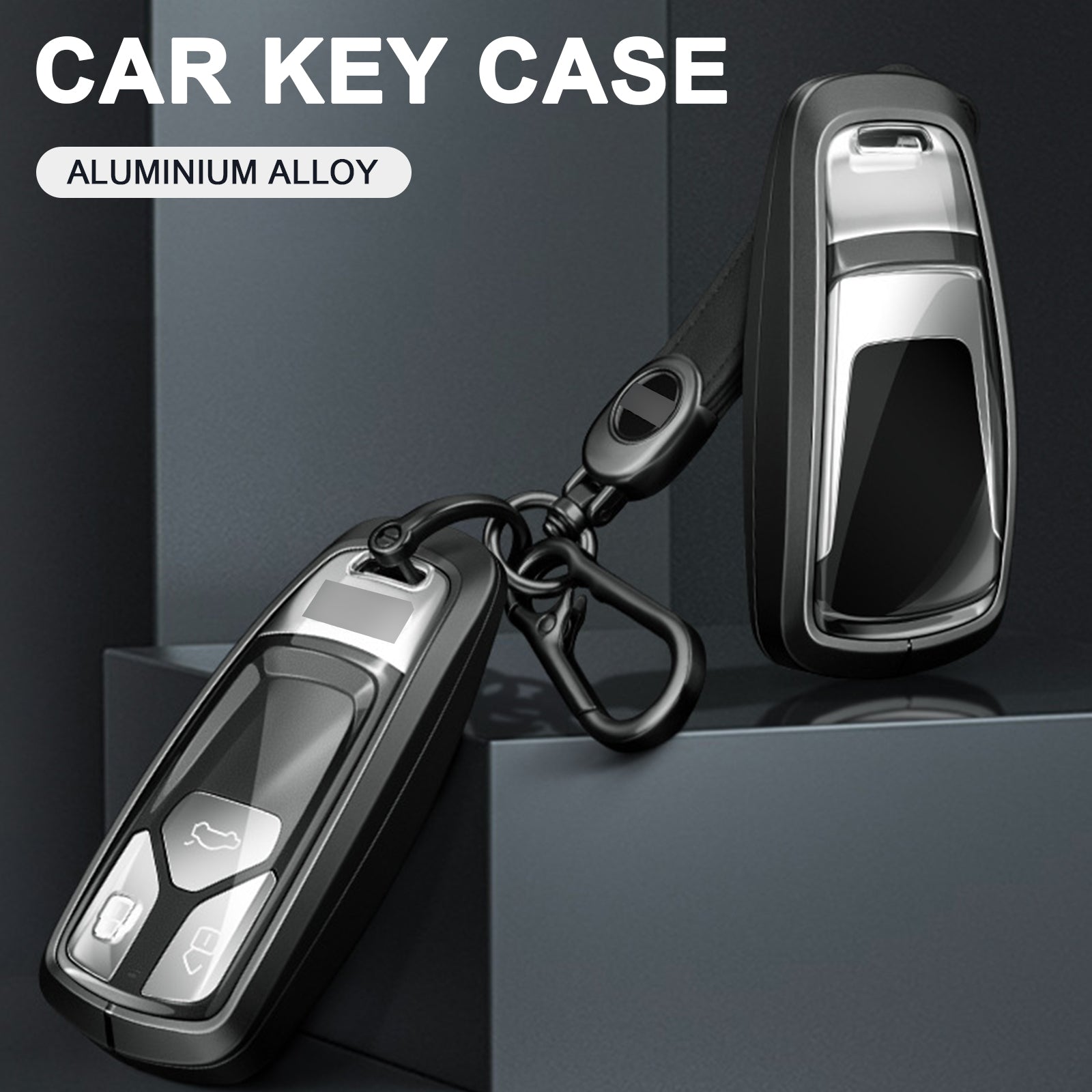 Aluminum Alloy TPU Silvery Car Key Case Cover With Buckle For Audi a6l a4l a3