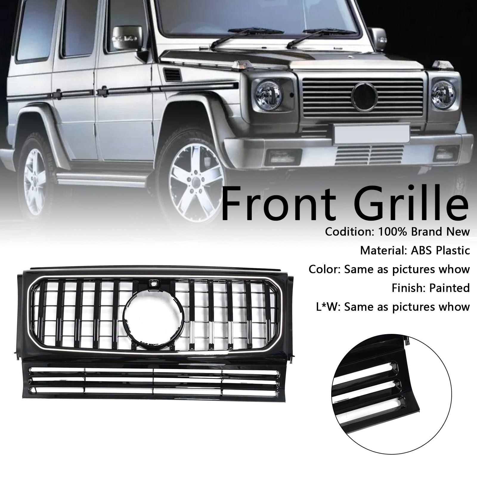 1990–2018 Mercedes-Benz G-klasse W463 Med kamerahull, blank sort frontstøtfangergrill
