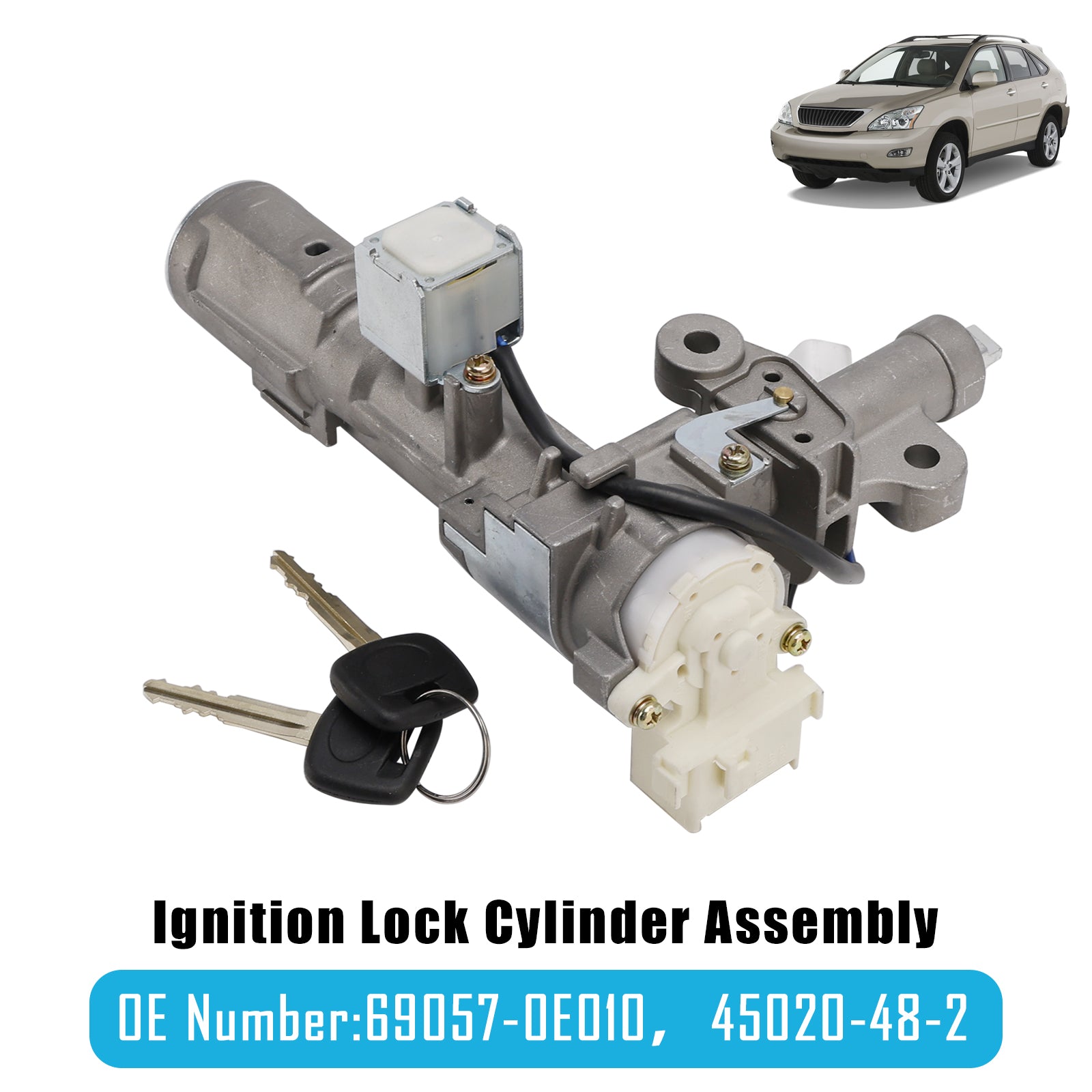 2004-2006 For Lexus RX330 3.3L Ignition Lock Cylinder Assembly 2 Keys 69057-0E010