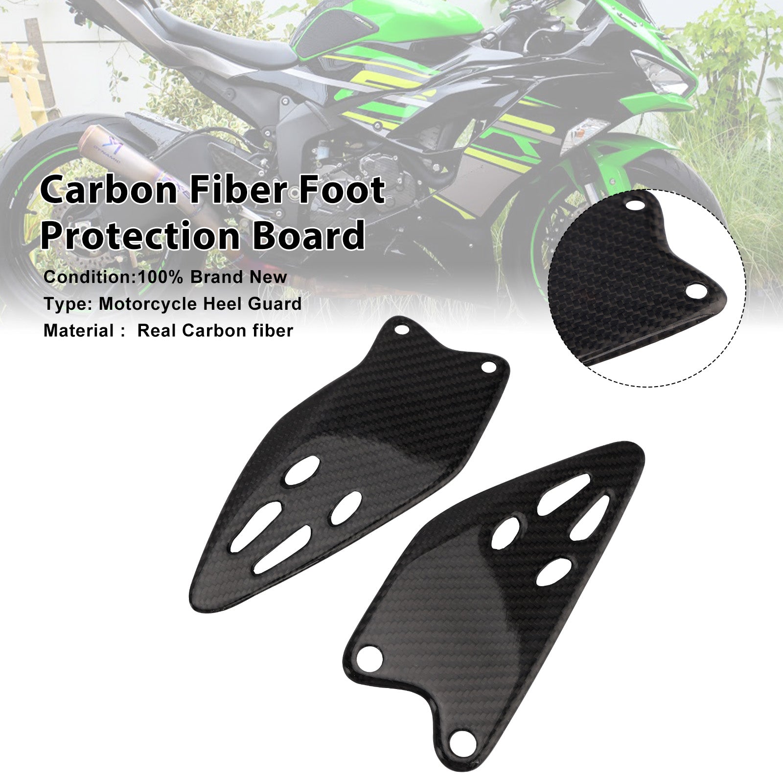 Real Carbon Fiber Foot Protection Board For Kawasaki ZX-6R 636 2019-2025