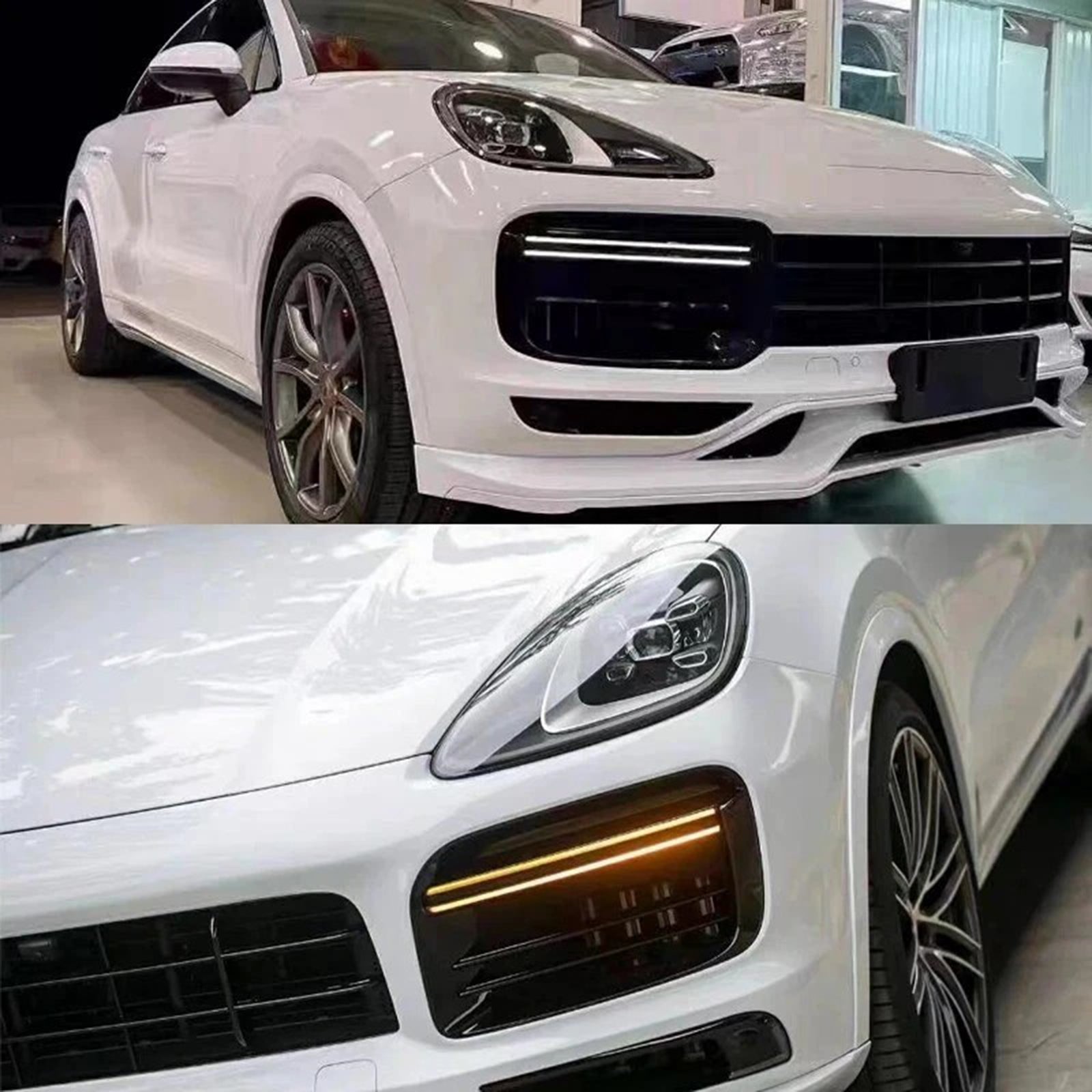 Front dagtid løpelampe tåke lysmontering for Porsche Cayenne Turbo 18-22