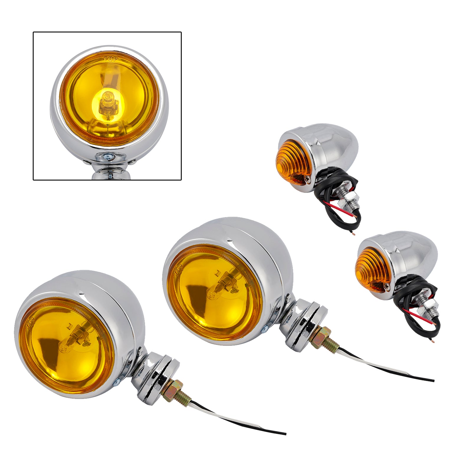 Motorcycle Beam Headlight Fog lampe personnalisée Chrome # D20 pour Racer Bobber Chopper