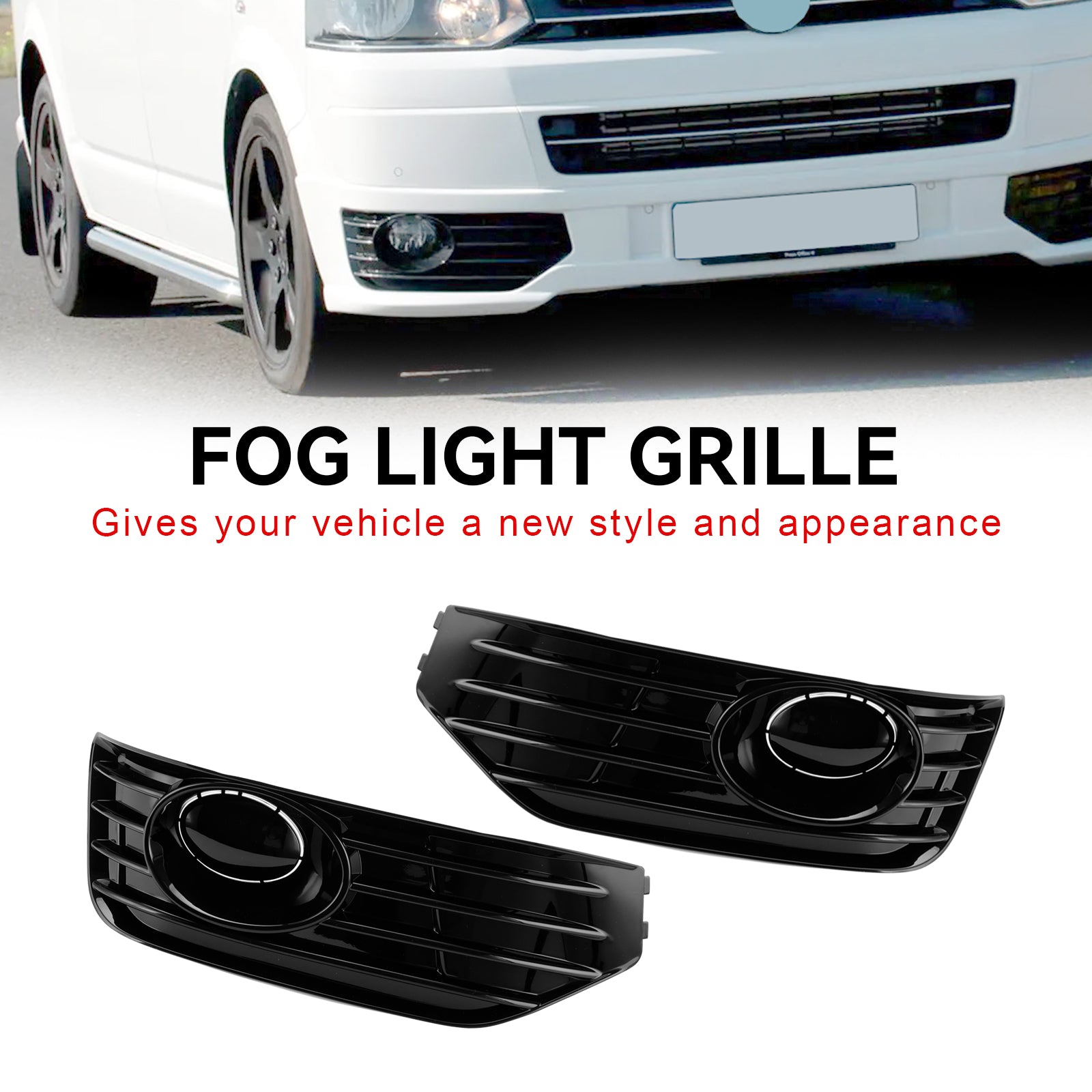 2010-2015 VW T5 T5.1 Gloss Fog Lamp Light Cover Insert S-line Grill Black