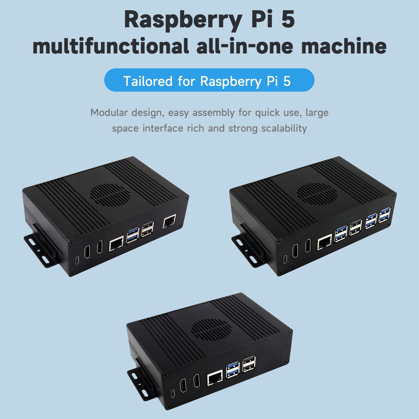 Extension Raspberry Pi 5 tout-en-un, plaque d'extension PCIE, Double sortie HDMI 4K