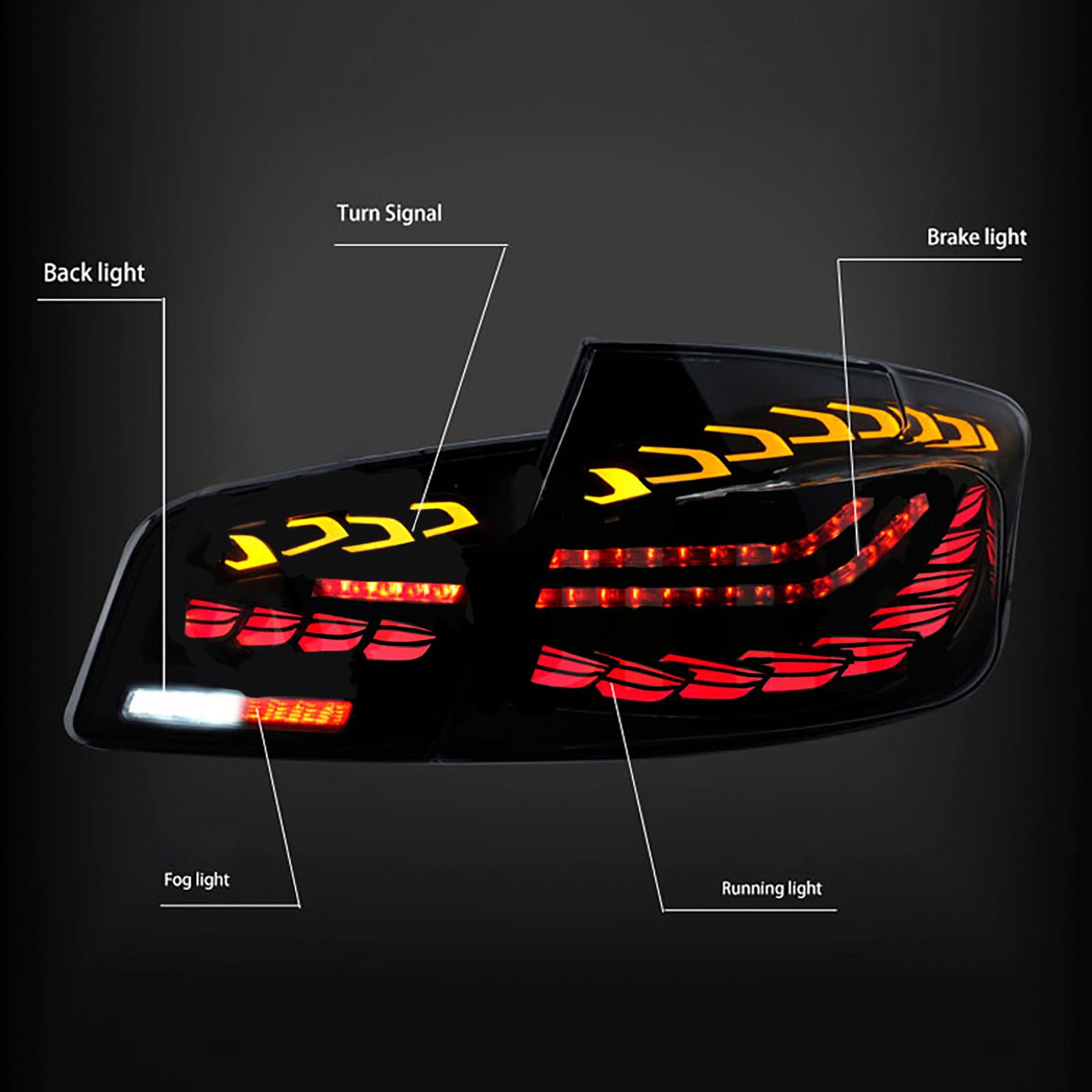 BMW radu 5 6. generácie, 2010 – 2016, 5F10 F18 M5 L&Zadné svetlá R s dymovými LED diódami