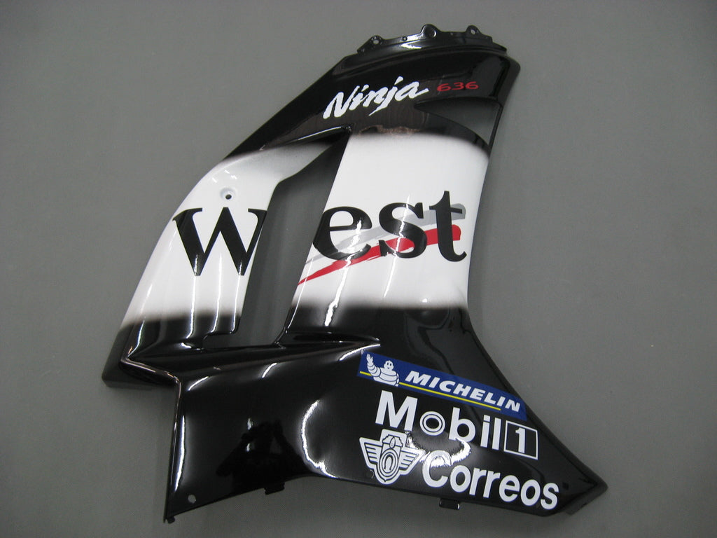 2007-2008 Kawasaki ZX6R ZX636 Amotopart Fairings Black White West Ninja Racing Customs Fairing