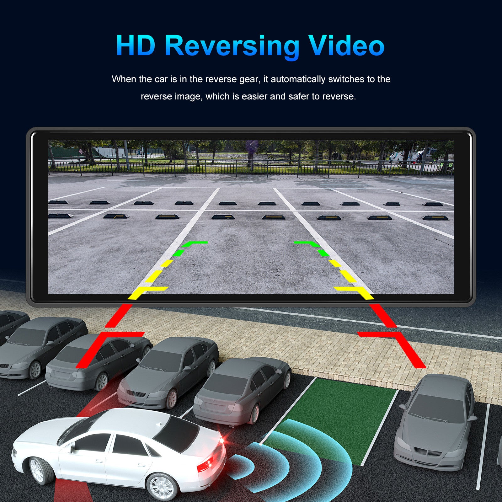 10.26"Navigation Bluetooth pour voiture Carplay HD, grand écran tactile, enregistreur, caméra AHD