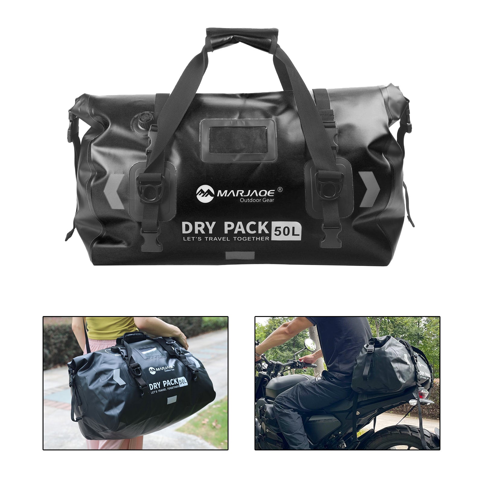 Sac de rangement de rangement latéral universel sac à rangement Pu 50L pour moto jaune