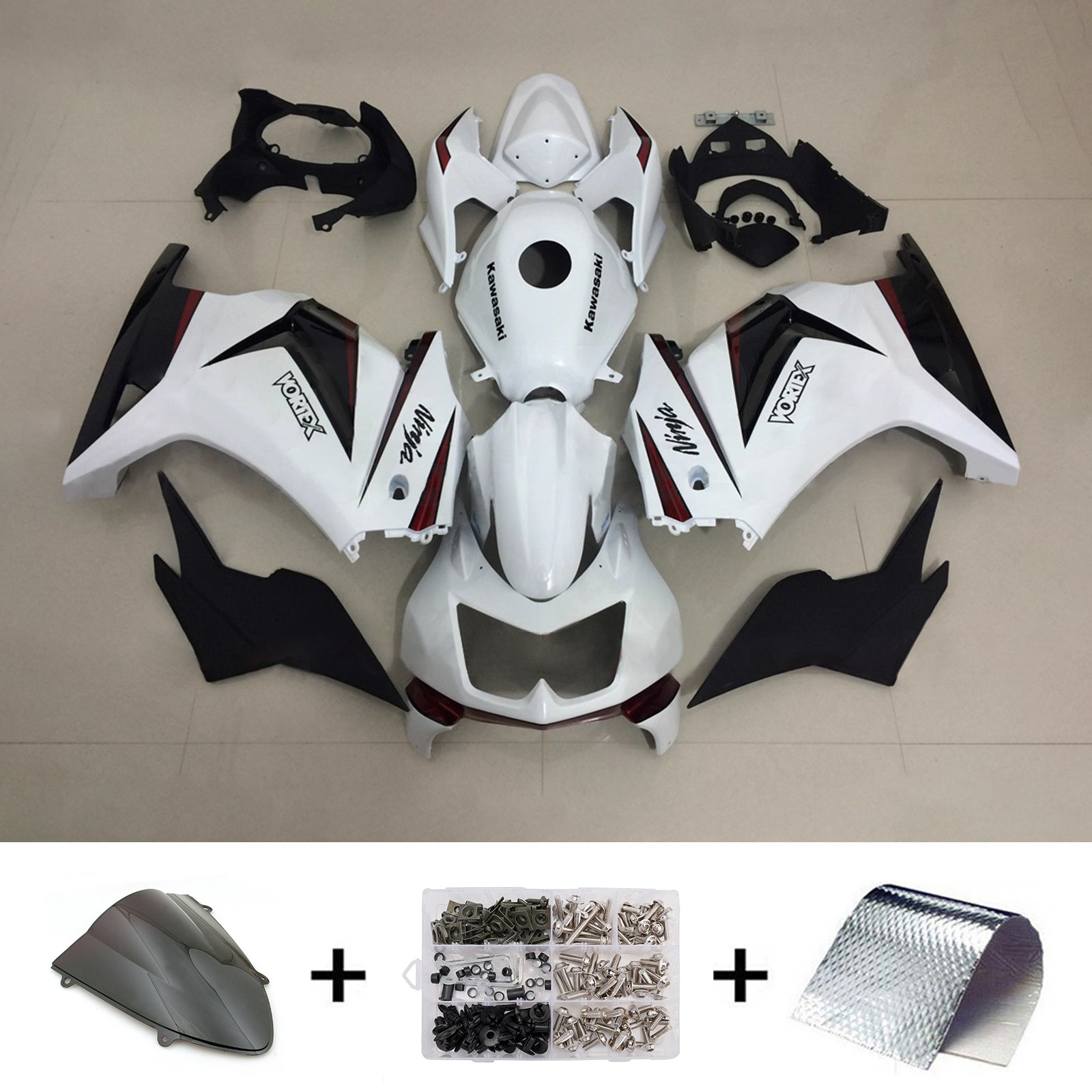 Kit carena iniezione carrozzeria in plastica ABS adatta per Kawasaki EX250 Ninja250R 2008-2012
