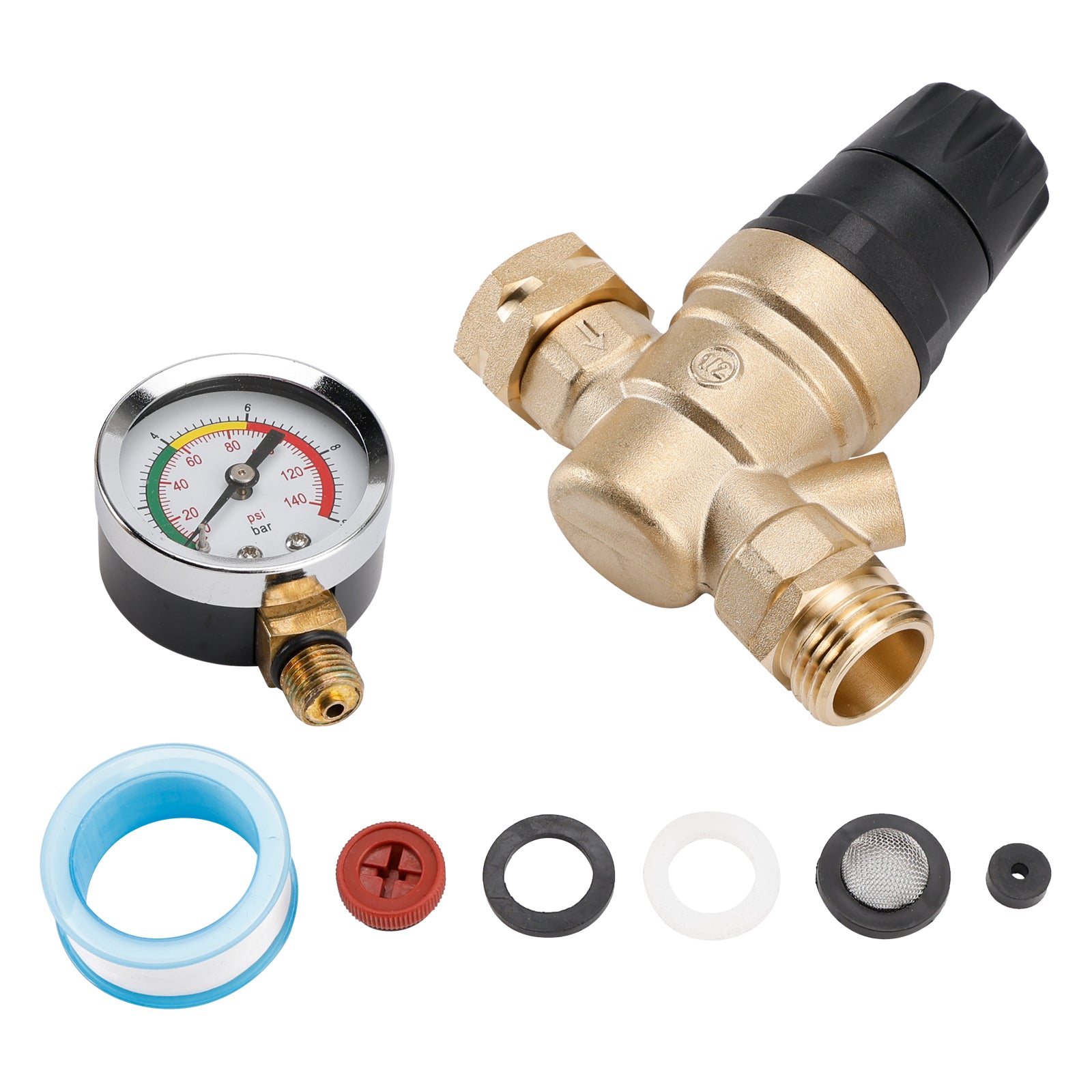 RV Water Pressure Regulator For RV Camper. Brass Lead-Free Adjustable