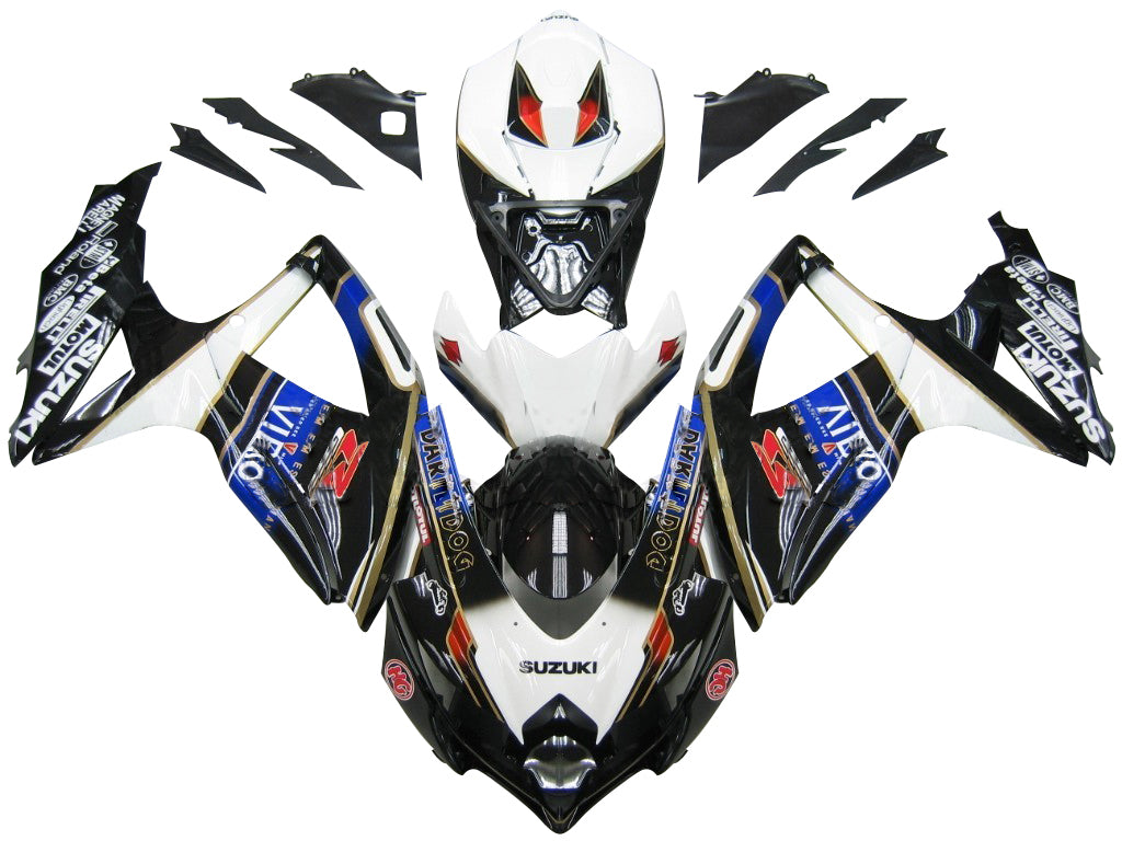 2008-2010 Suzuki GSXR 600 750 Zwart Wit Suzuki Racing Stroomlijnkappen Generiek