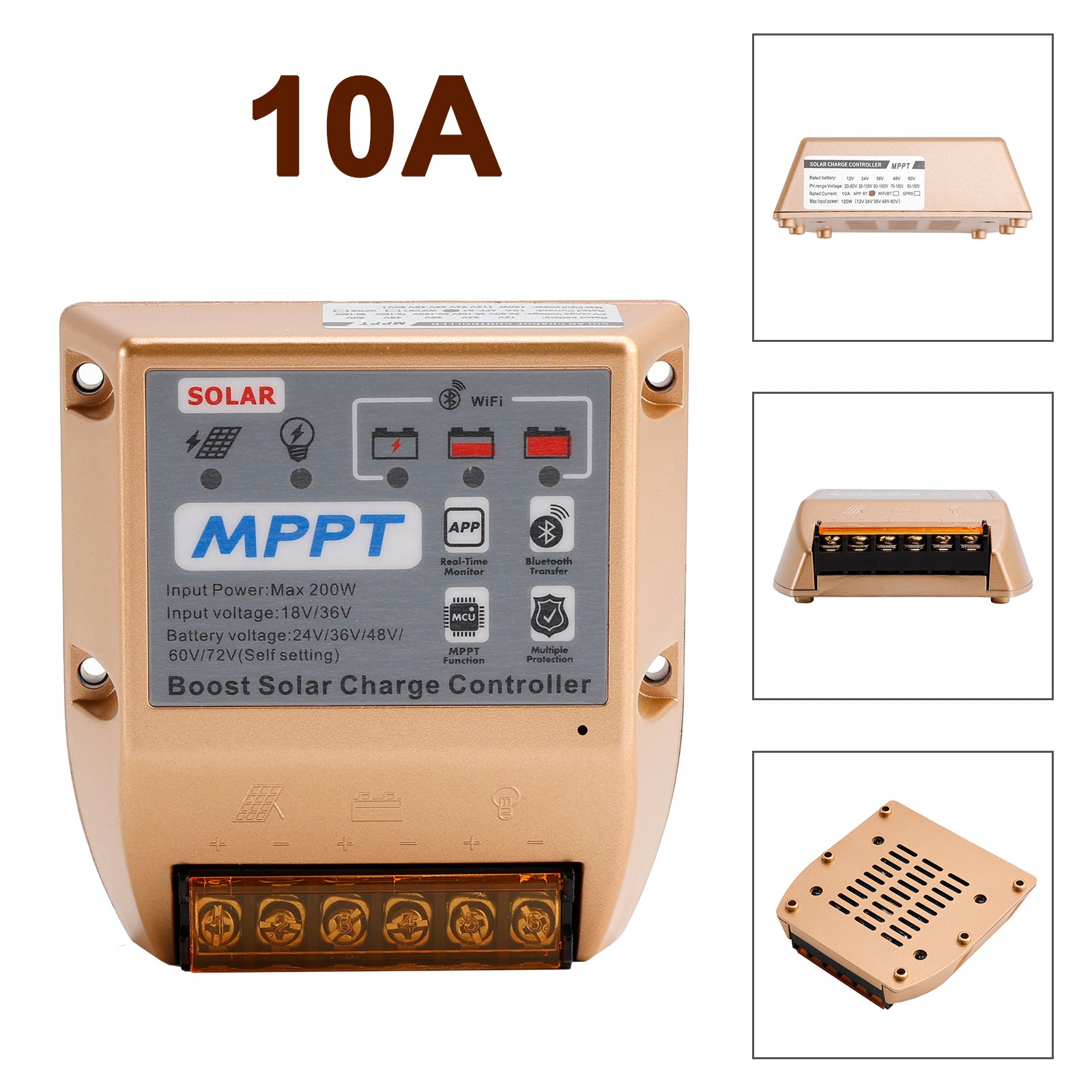 10A/20A/30A Boost MPPT-zonnecontroller 24V36V48V60V72V Mobiele APP Smart Control
