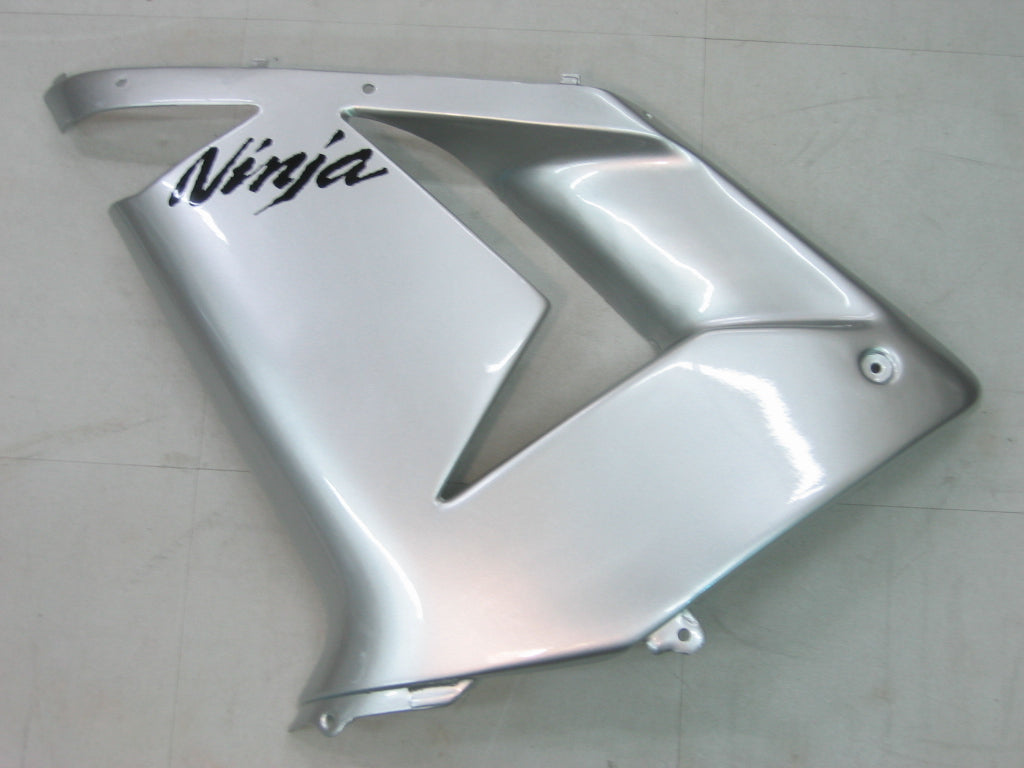 2004-2005 Kawasaki ZX 10R Silver Black Racing Fairings Generic