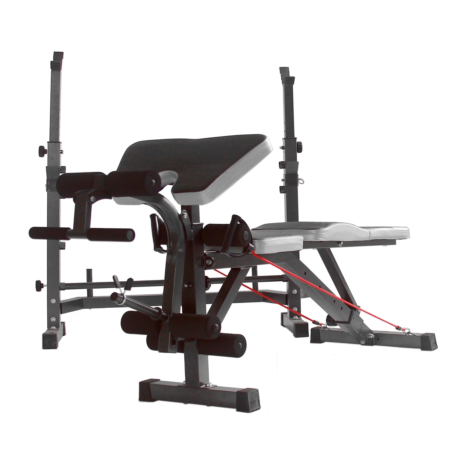 Full Body Workout Adjustable Weight Bench Folding Bench Press W/Barbell Rack