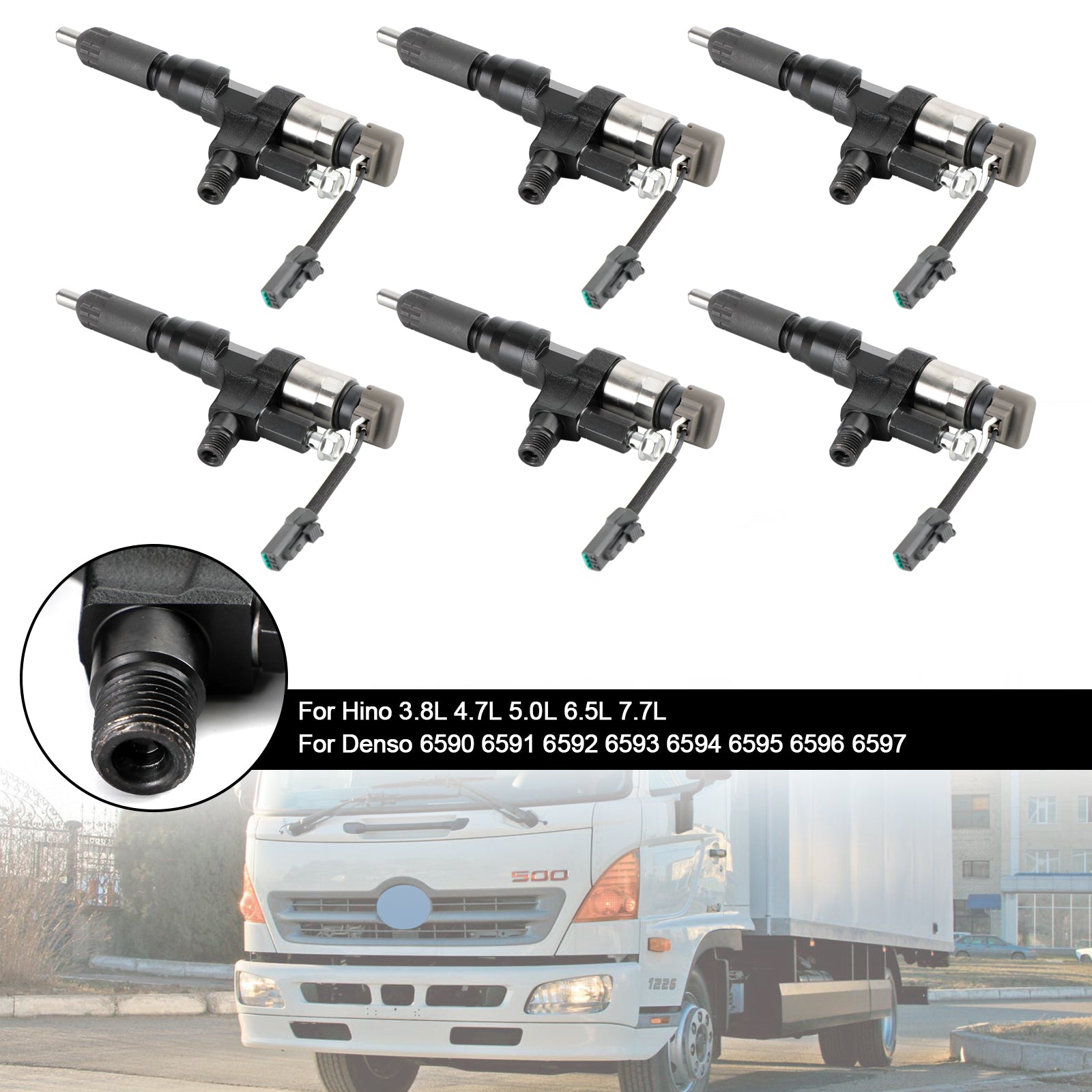 6PCS Fuel Injectors 095000-6593 Fit Hino J08E Fit Kobelco SK330-8