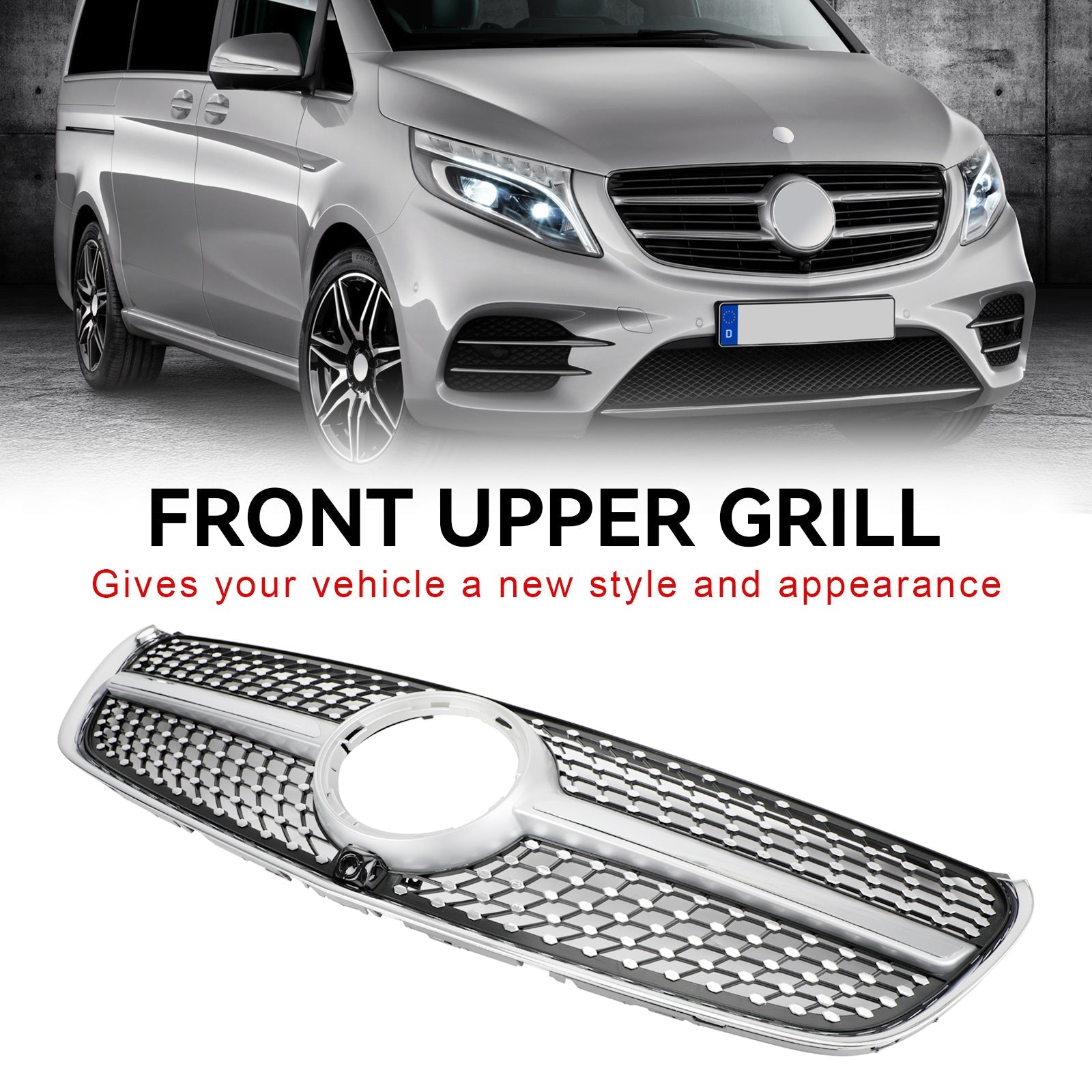 V Class W447 2014-03.2019 Mercedes Benz Diamond Front Upper Grille Grill