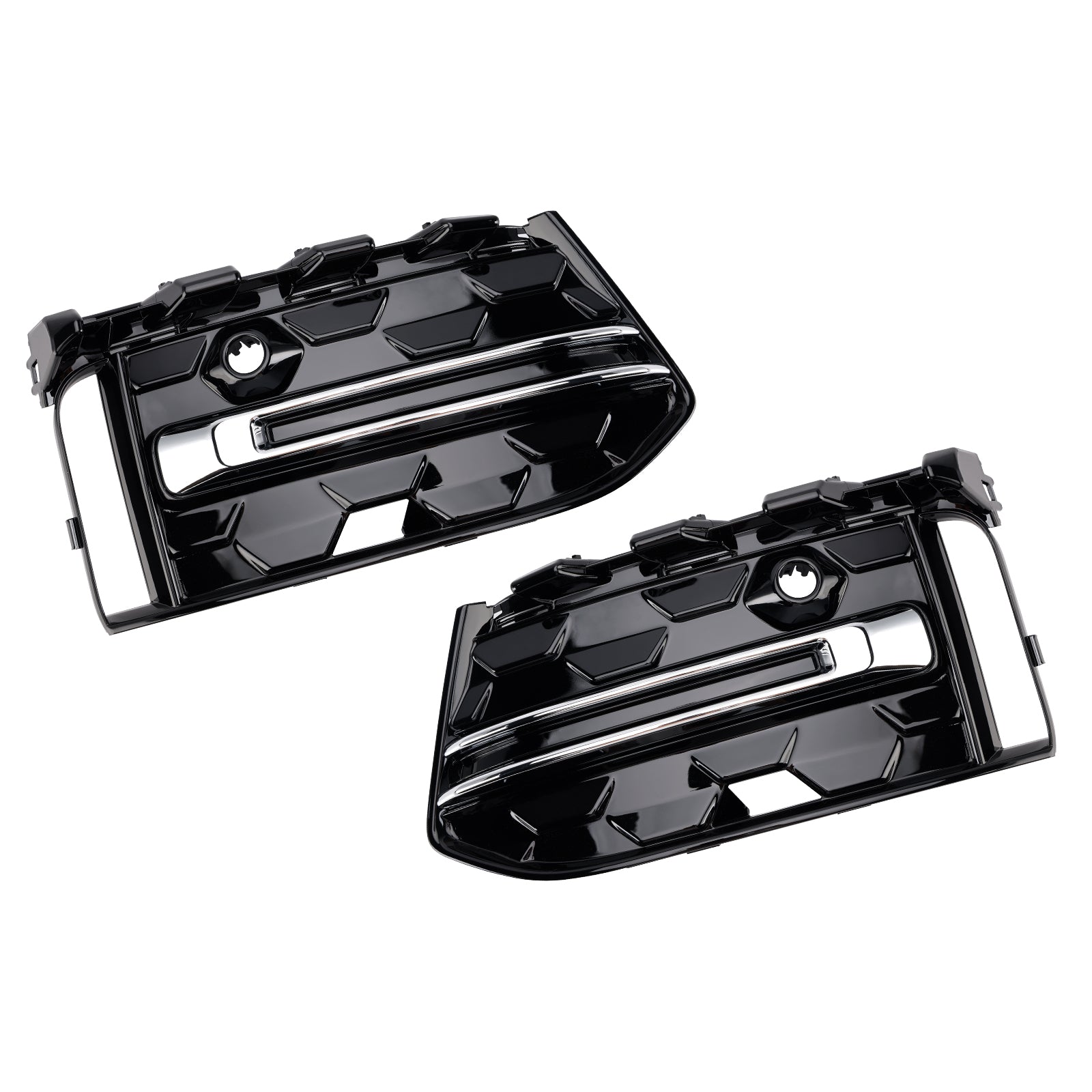 2023+ Audi A6 C8PA S-Line S6 2PCS Front Bumper Fog Light Grille Trim Black Chrome