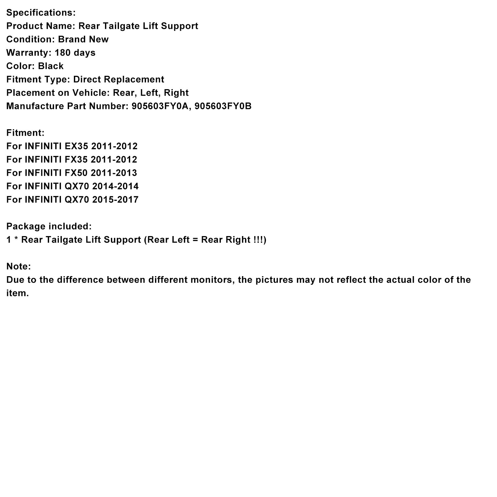 2011-2013INFINITI FX50  1PCS Rear Electric Tailgate Strut 905603FY0A