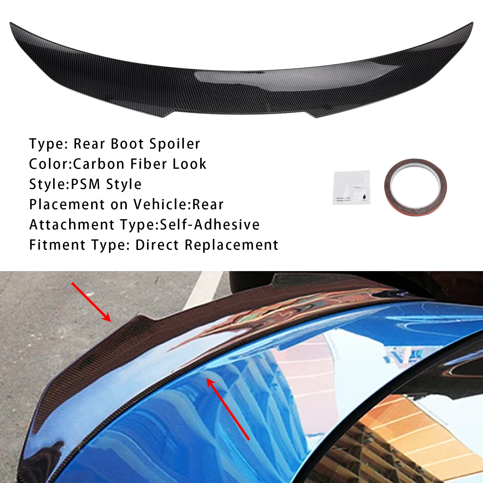 2014-2020 BMW 4 Series F36 4DR Coupe Carbon Fiber Look Rear Boot Spoiler PSM Style