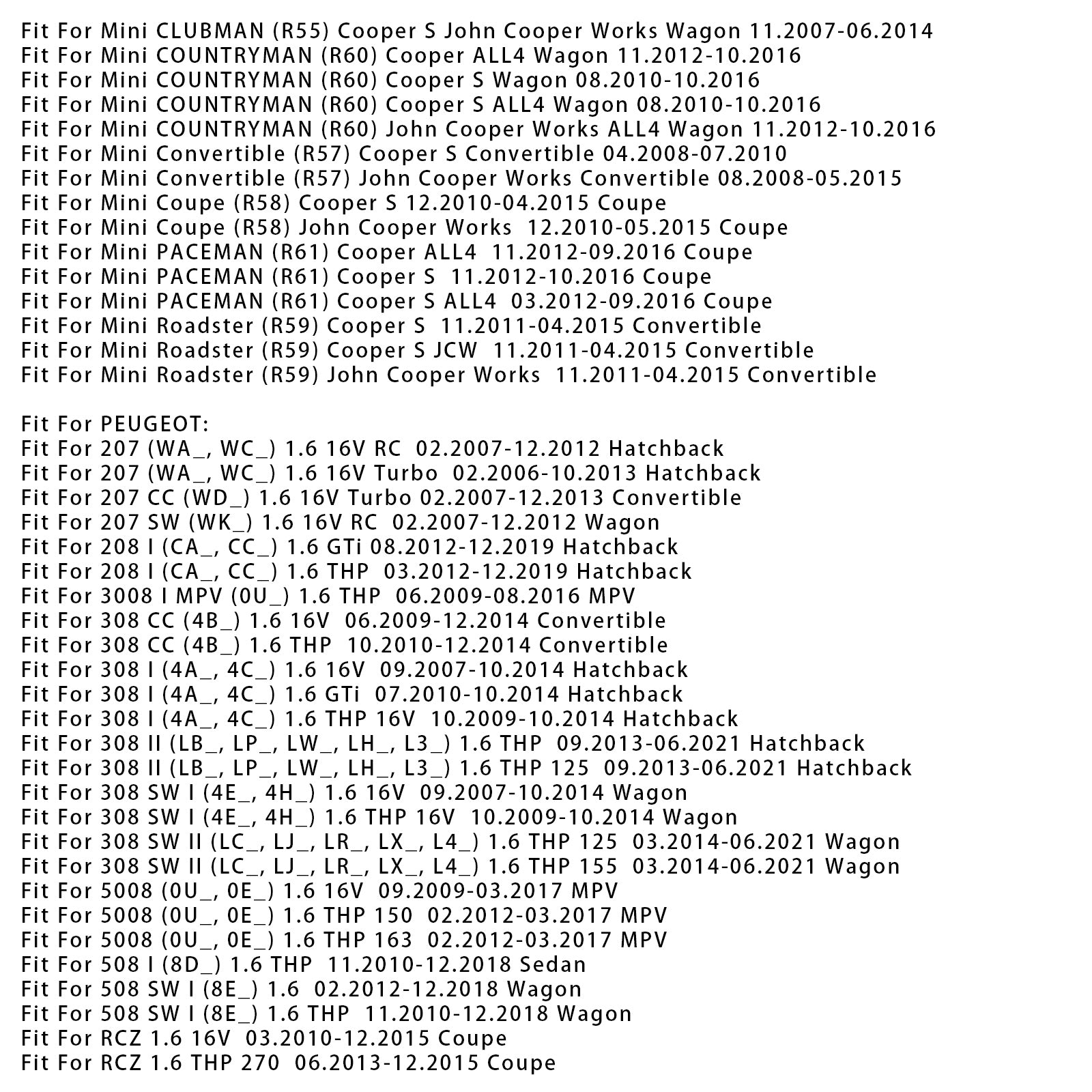 4Pcs Fuel Injector For BMW F21 F30 MINI R55 R56 R60 Peugeot CITROËN 0261500073