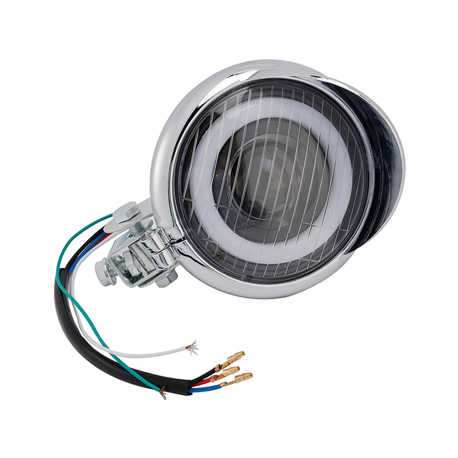 Motorcycle Beam Headlight Fog lampe personnalisée Chrome # D17 pour Racer Bobber Chopper