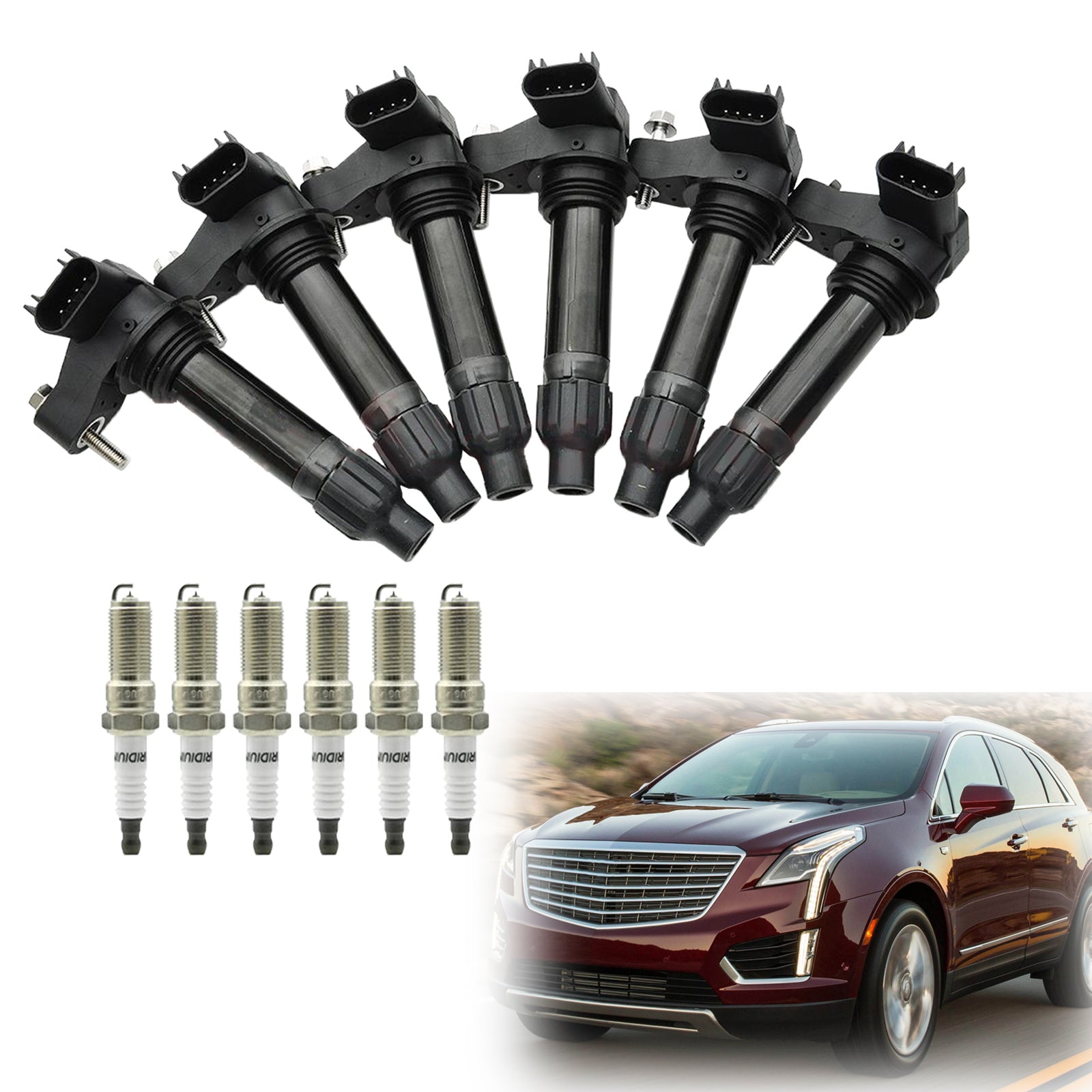 6 Ignition coil+6 Spark Plug UF569 For Cadillac GMC Acadia Buick