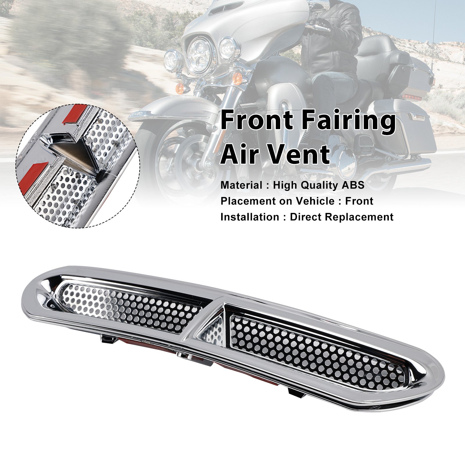 Front Fairing Air Vent Trim For Touring Street Glide Electra Glide 2014-2024