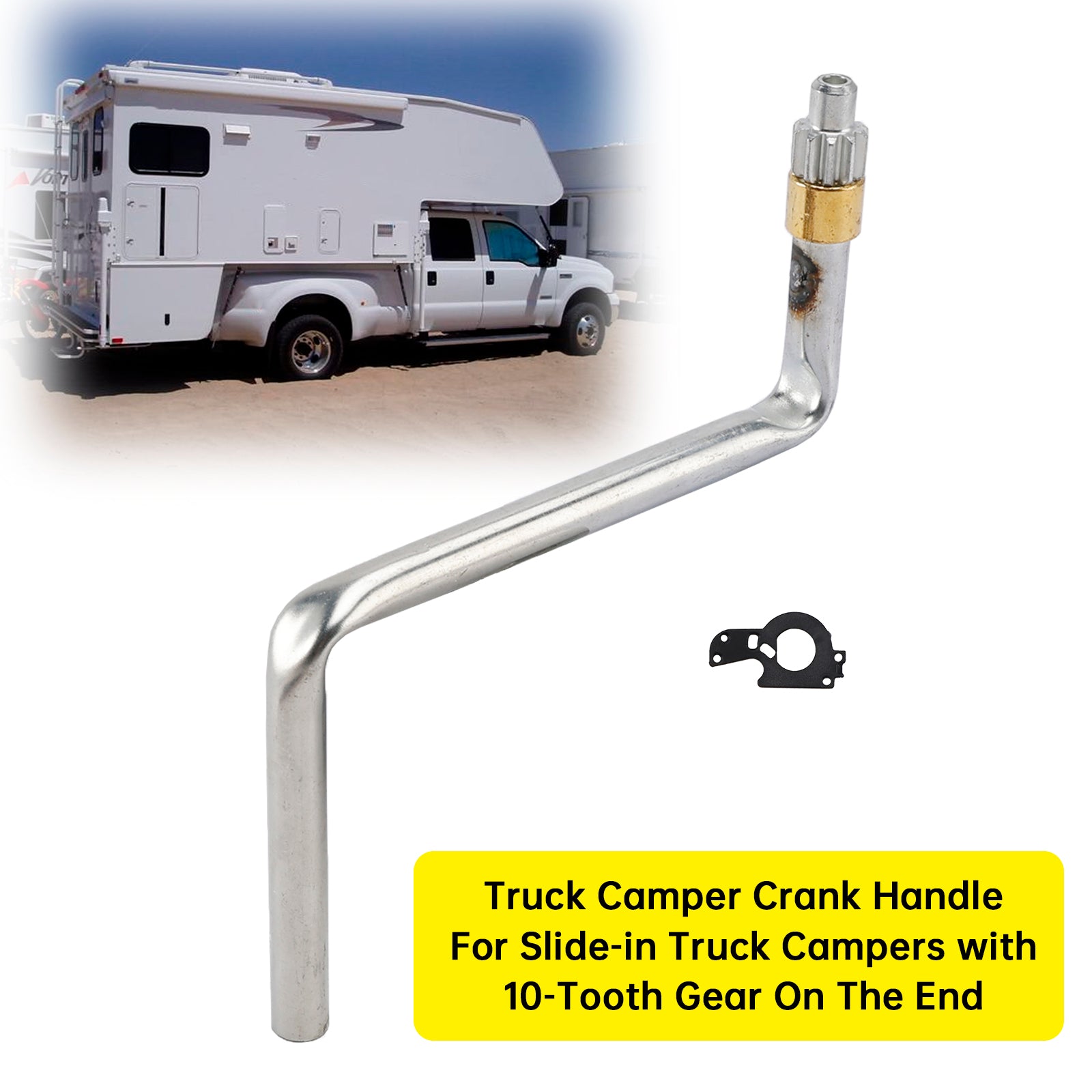 Truck Camper Crank Handle For Slide-in Truck Campers with 10-Tooth Gear On The End