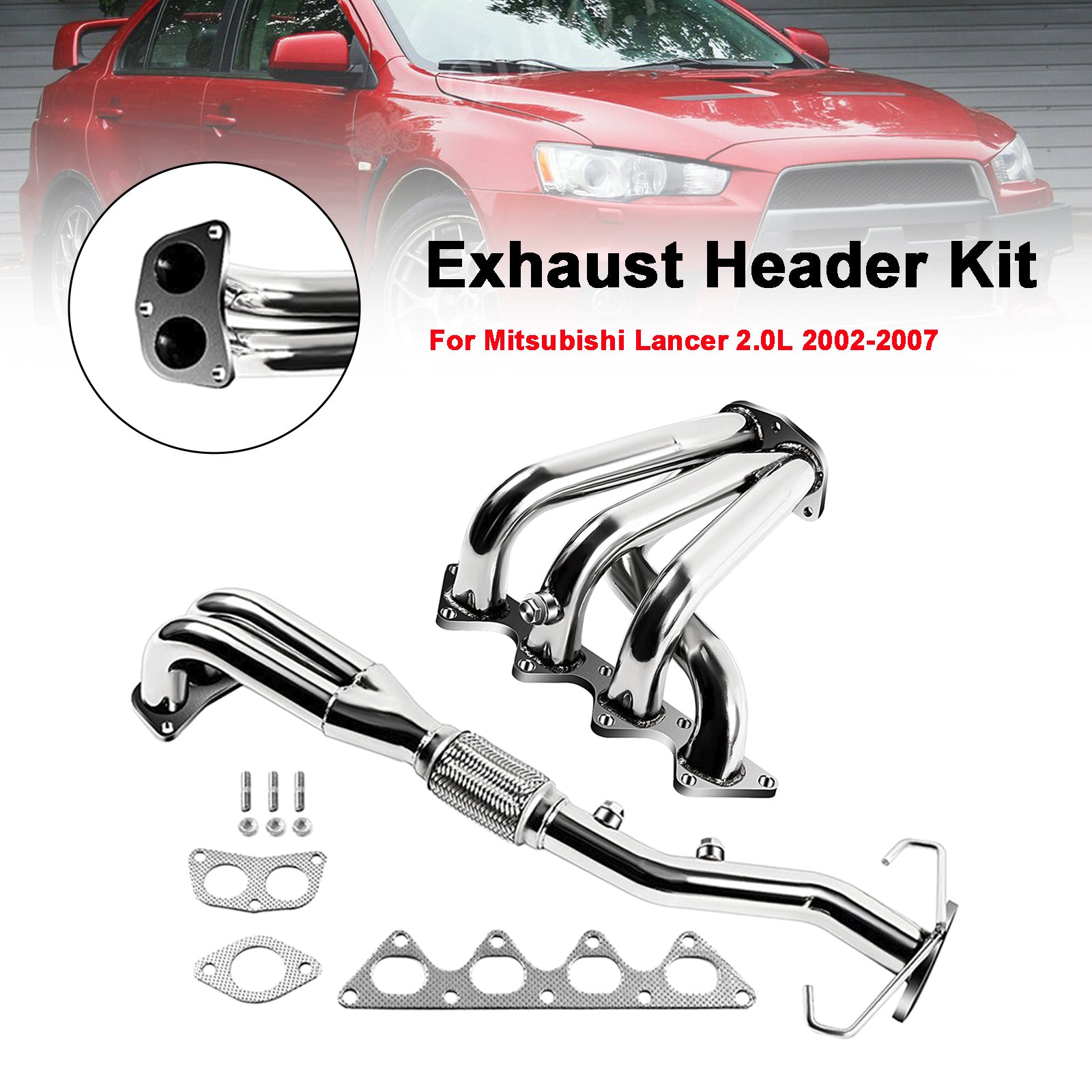 Stainless Steel Racing Exhaust Header Manifold Fit Mitsubishi Lancer 2002-2007
