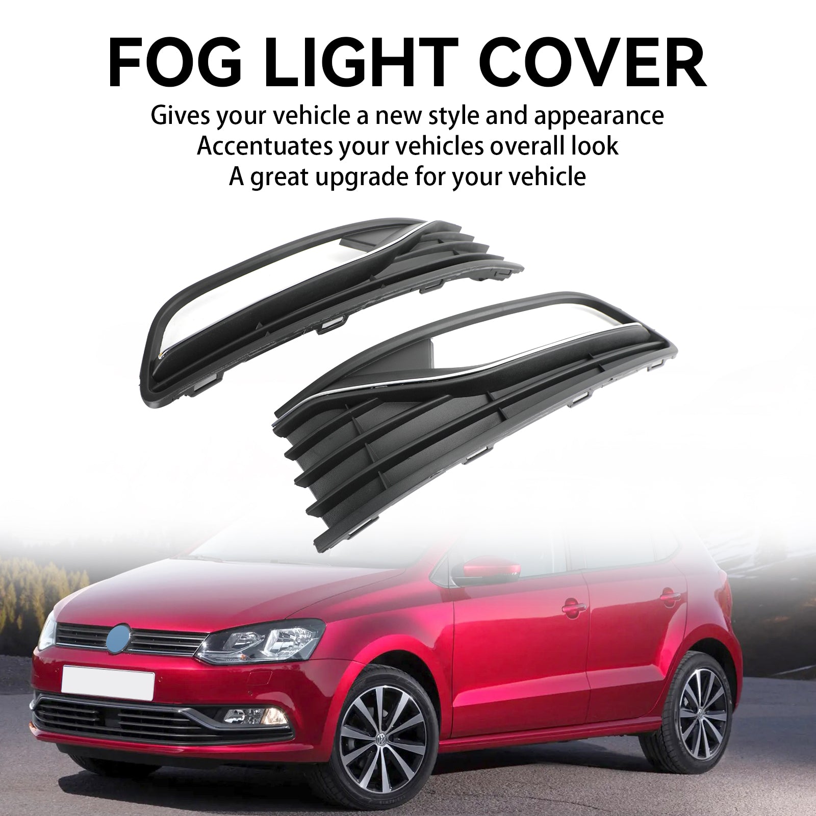 Pair Front Bumper Fog Light Cover Grill Grille fit VW Polo 6R 2014 2015 2016 2017 Car Accessorie