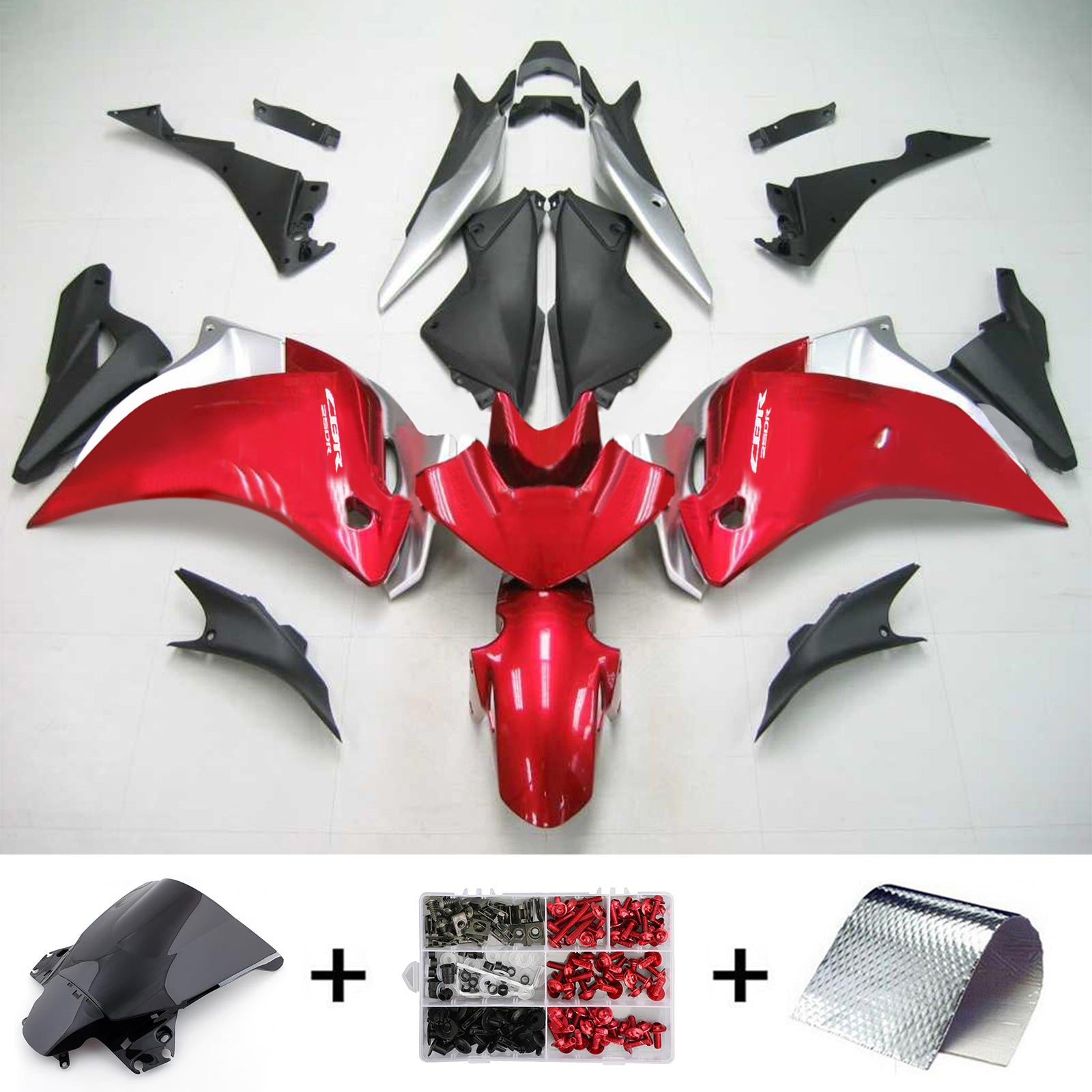 2011-2015 Honda CBR250R Amotopart Carénages Rouge Argent CBR Racing Customs Carénage