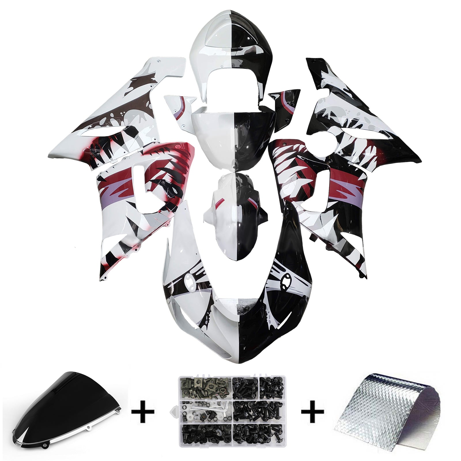 Injeksjon Fairing Kit Bodywork Plast Abs Fit for Kawasaki ZX6R 636 2005-2006