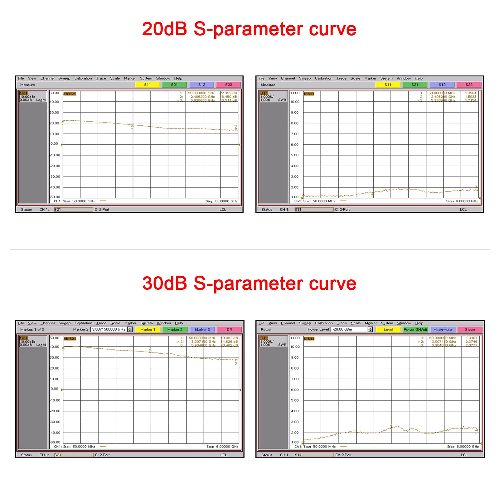 50m-6GHz Radio Frequency Amplifier 20dB 30dB High-Gain Front LNA Low Noise Signal