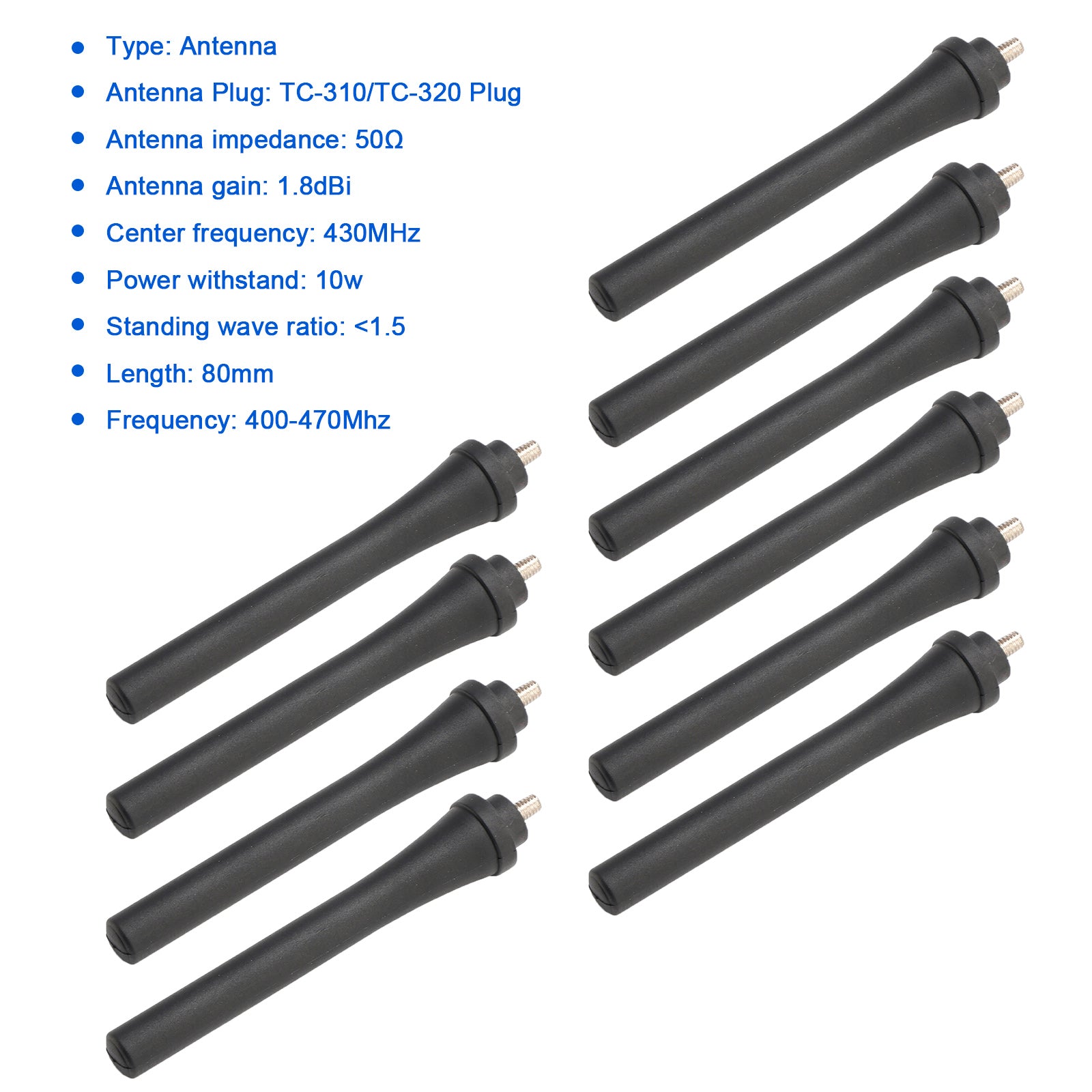 10x Radio 80mm HYT-TC310 Antenne 400-470Mhz voor Hytera TC310 TC320 Walkie Talkie