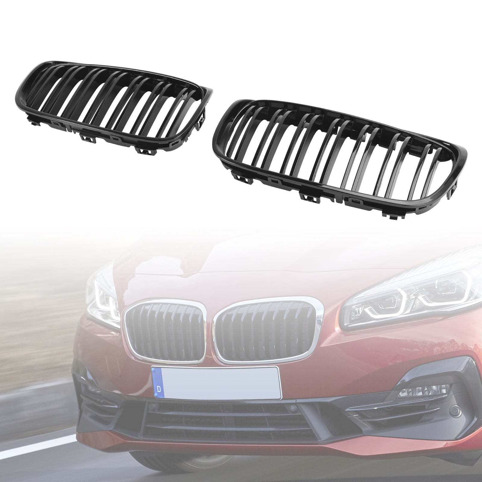 2018-2021 BMW Série 2 F45 F46 Calandre avant noire brillante 2 pièces