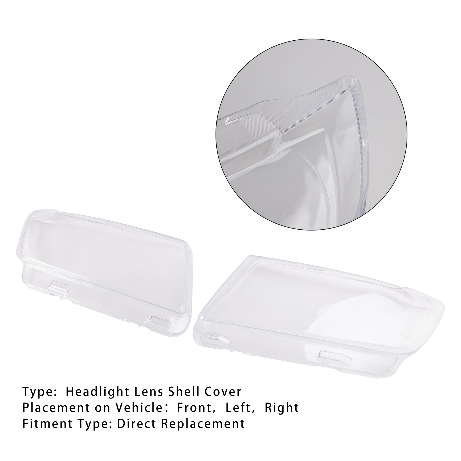 2011-2013 Jeep Grand Cherokee 2pcs Headlight Lens Shell Cover Clear