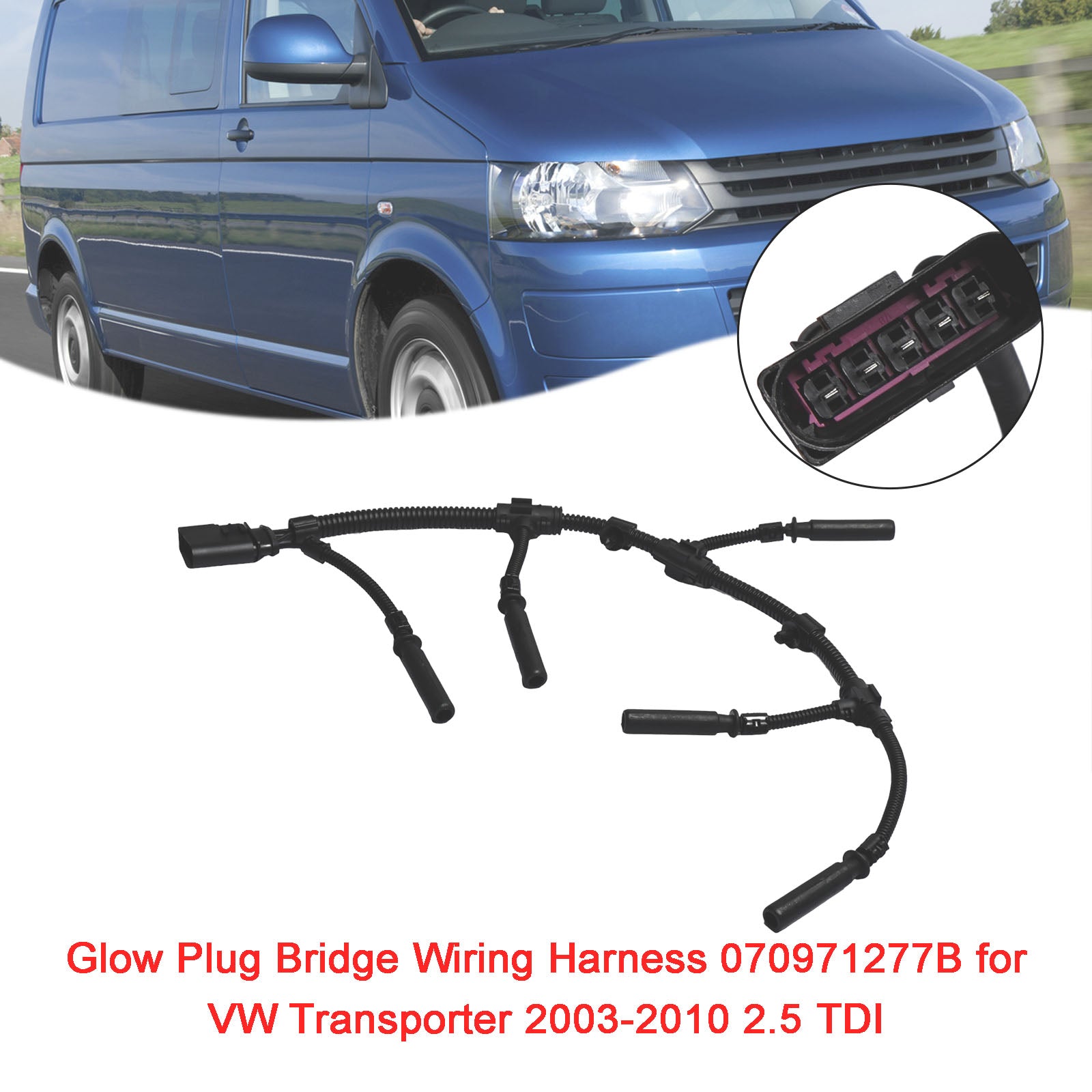 Gloeibougiebrug Kabelboom 070971277B voor VW Transporter 2003-2010 2.5 TDI