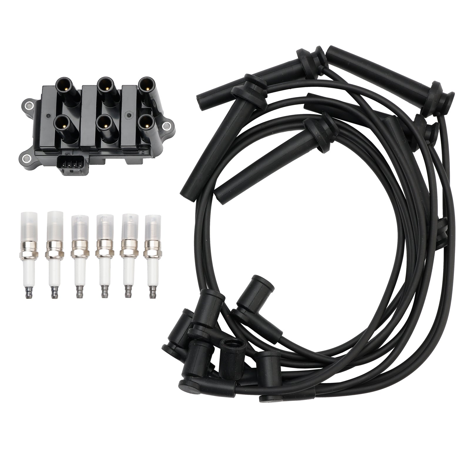 Ignition Coil+6 Spark plug+6 Wire FD498 For Ford F150 E150 Taurus Mazda Mercury