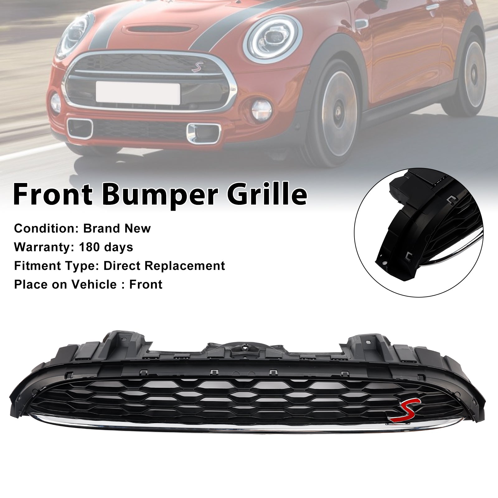 2014-2021 Mini Cooper F55 F56 F57 Black Front Mesh Grille Grill 51137335528