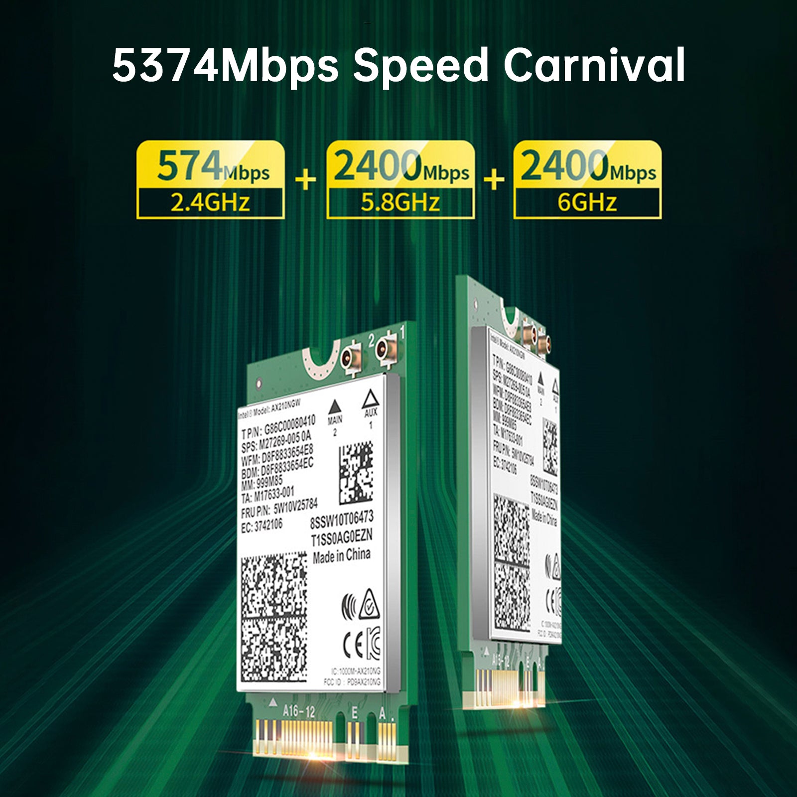 AX210-modul Bluetooth 5374Mbps høyhastighets gigabit nettverkskort støtter wifi6