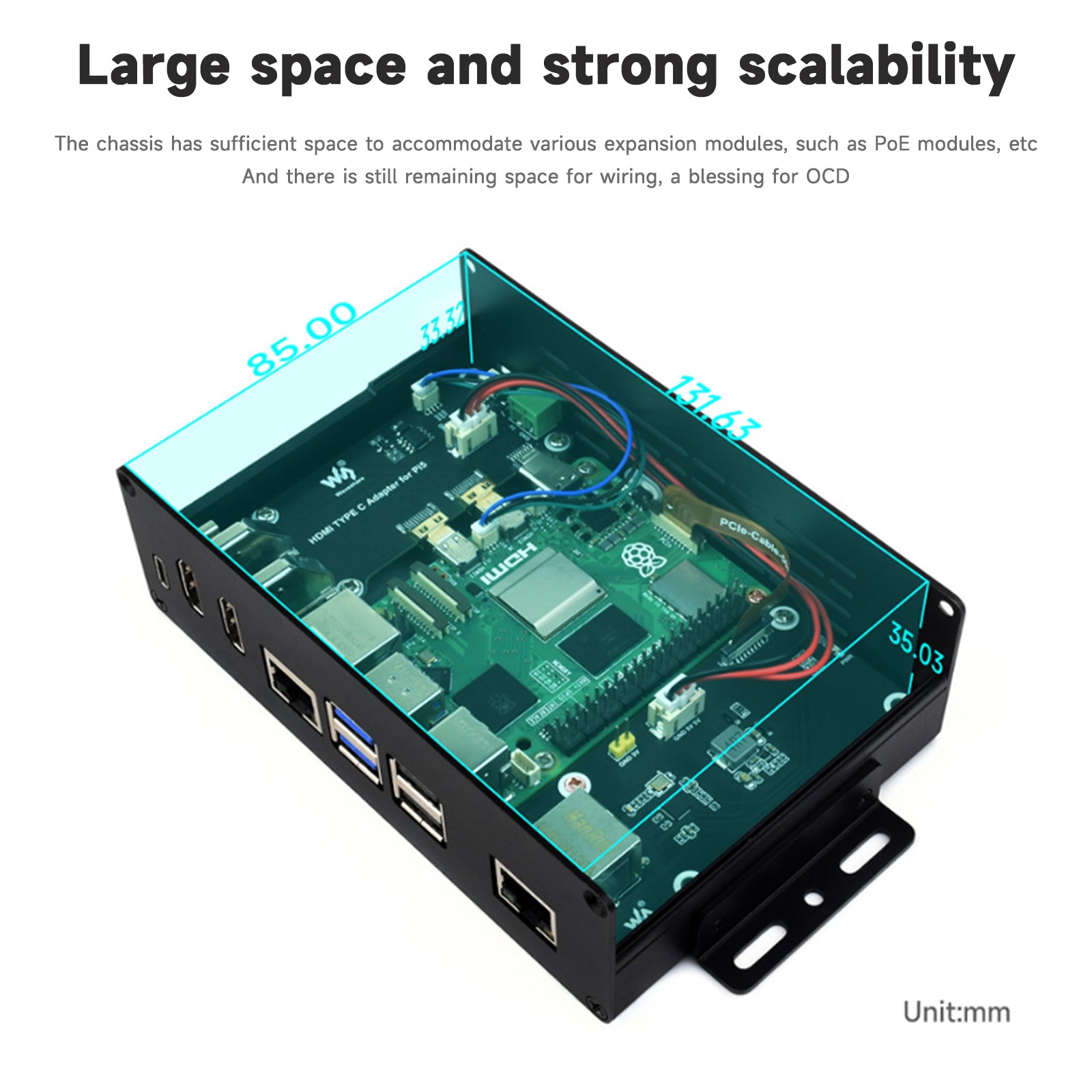 Extension Raspberry Pi 5 tout-en-un, plaque d'extension PCIE, Double sortie HDMI 4K