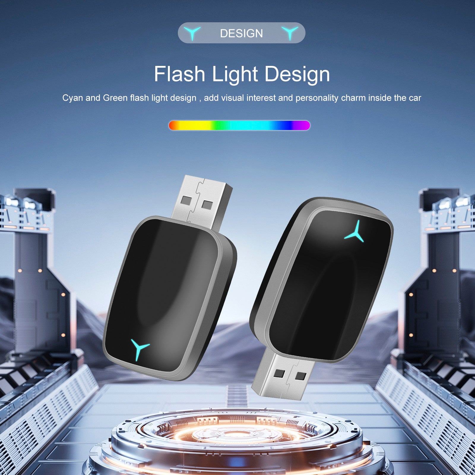 2 i 1 USB Car Dongle Connect Box Trådlös Apple Carplay Android Auto Adapter