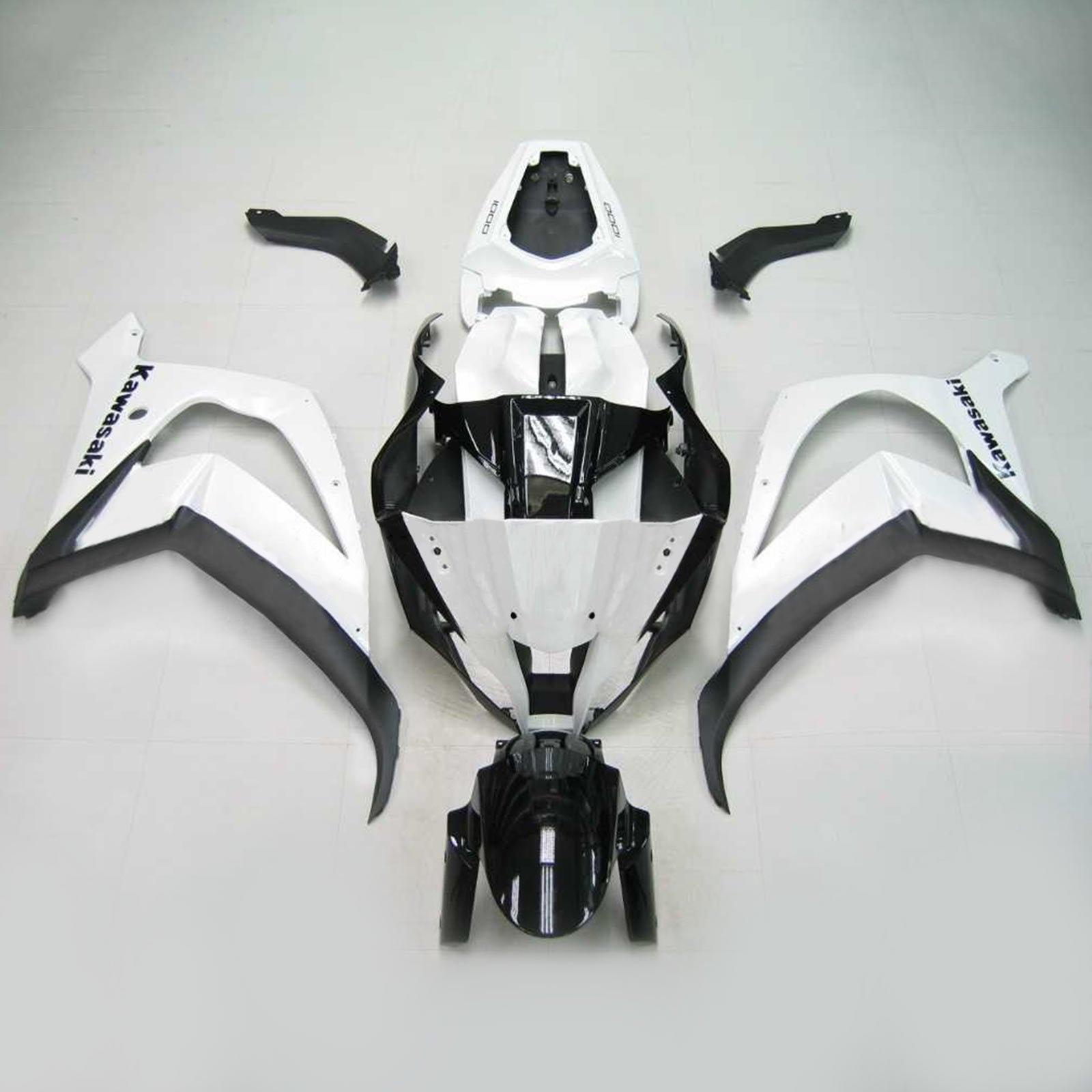 2011-2015 Ninja ZX10R White Bodywork Fairing ABS Injection Molded Plastics Set 6# Generic