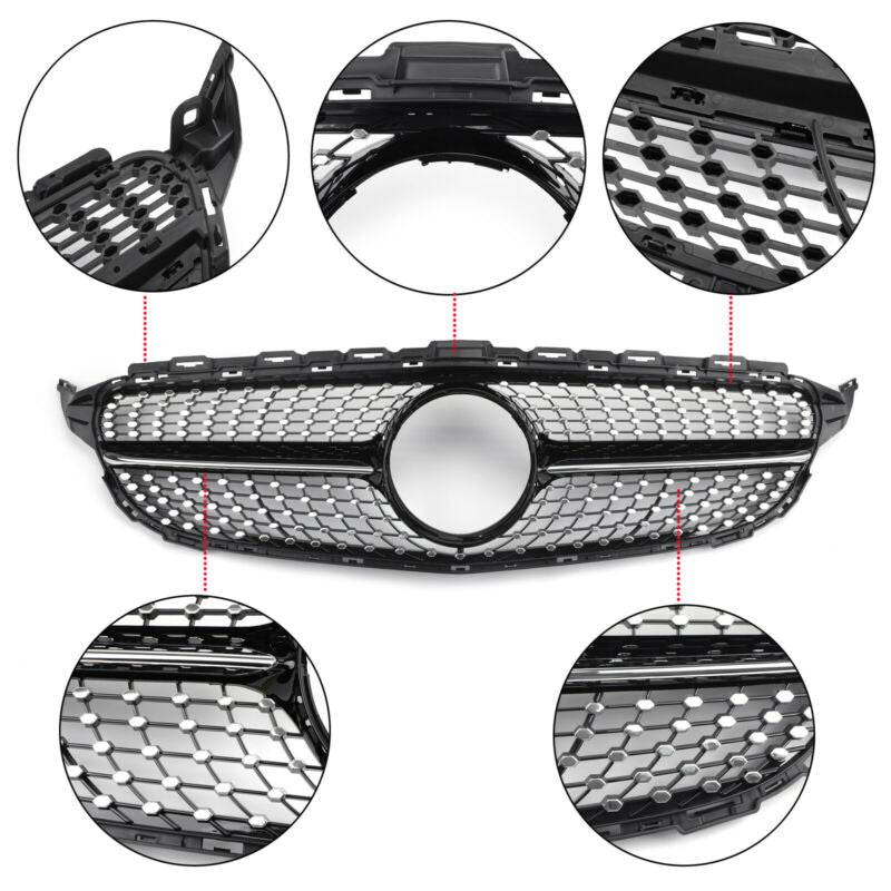 2015-2018 Benz W205 C Class C250 C300 C400 Front Diamond Grill Grille