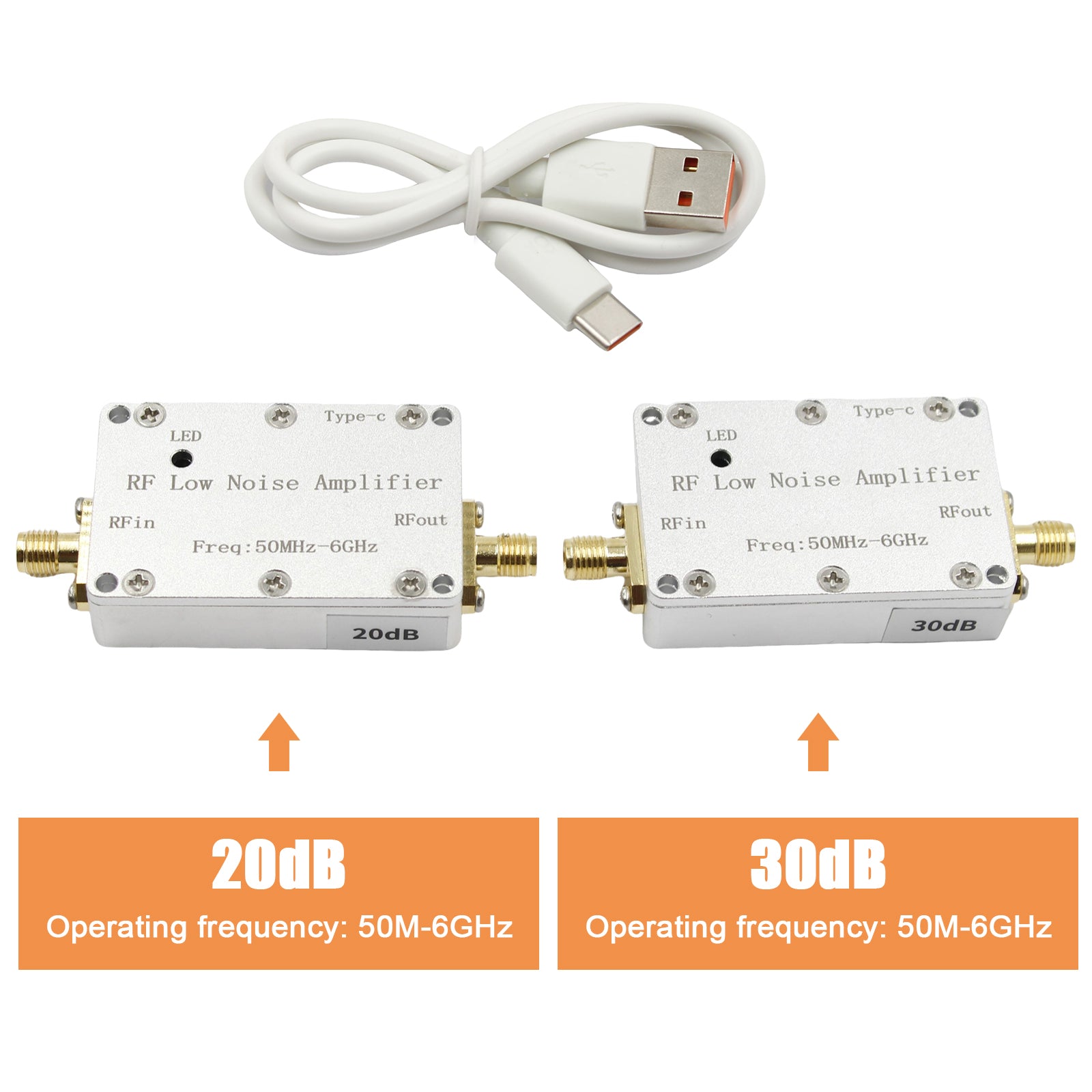 Amplificateur de radiofréquence 50m-6GHz, 20dB 30dB, LNA avant à Gain élevé, Signal à faible bruit