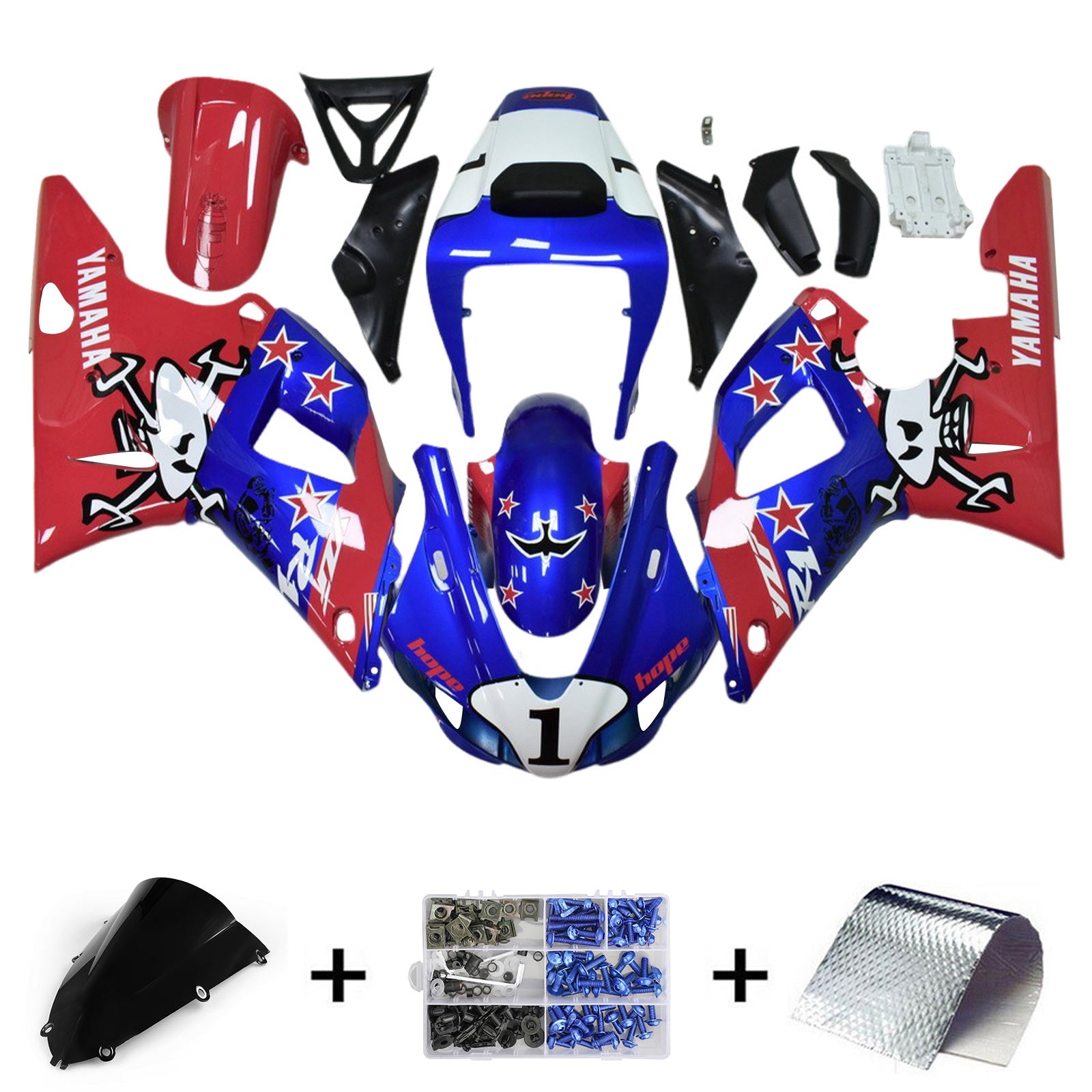 1998-1999 Yamaha YZF-R1 Kit de carénage d'injection carrosserie plastique ABS