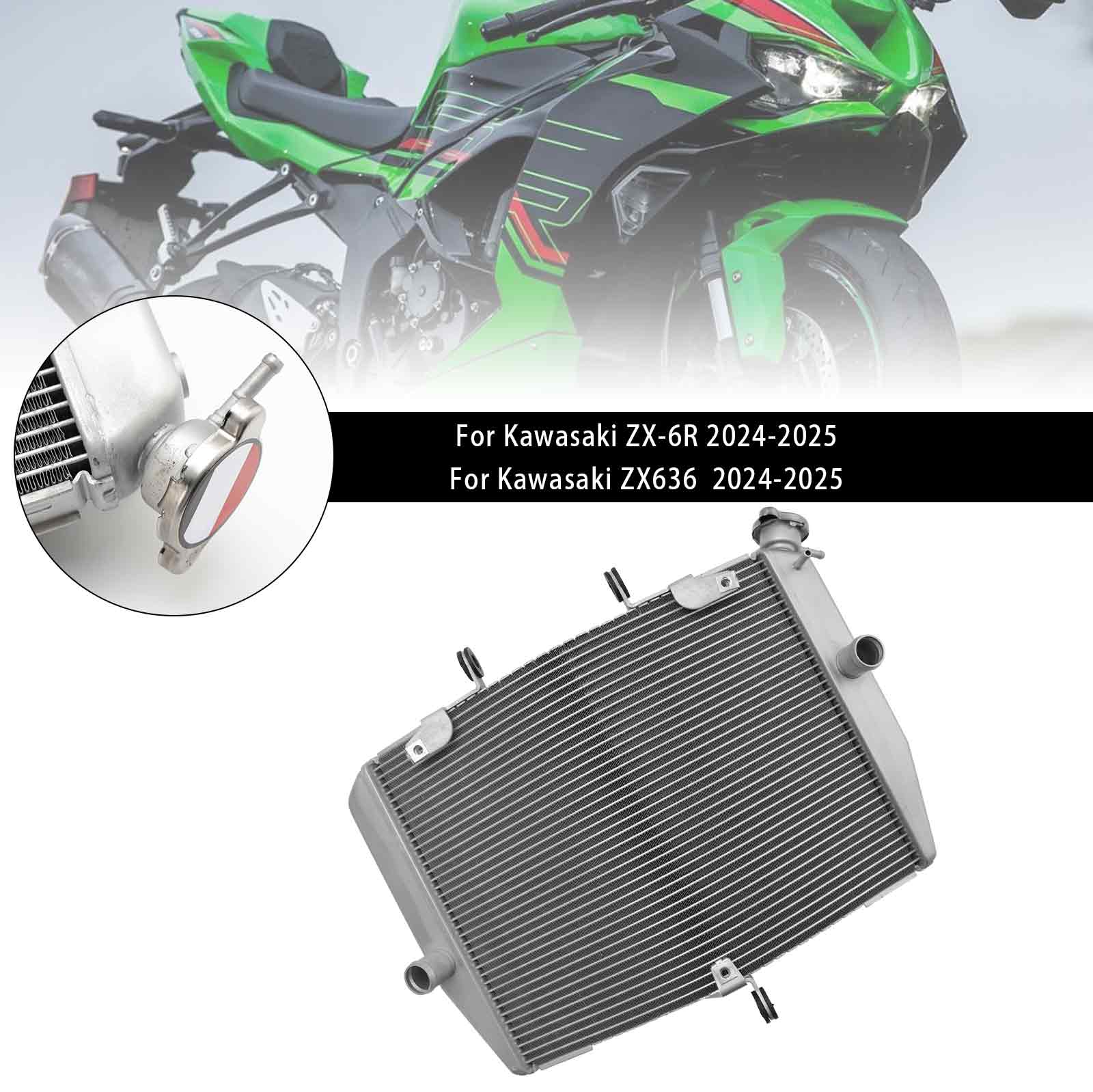 Radiator Cooling Engine Cooler For Kawasaki ZX-6R ZX636 2024-2025