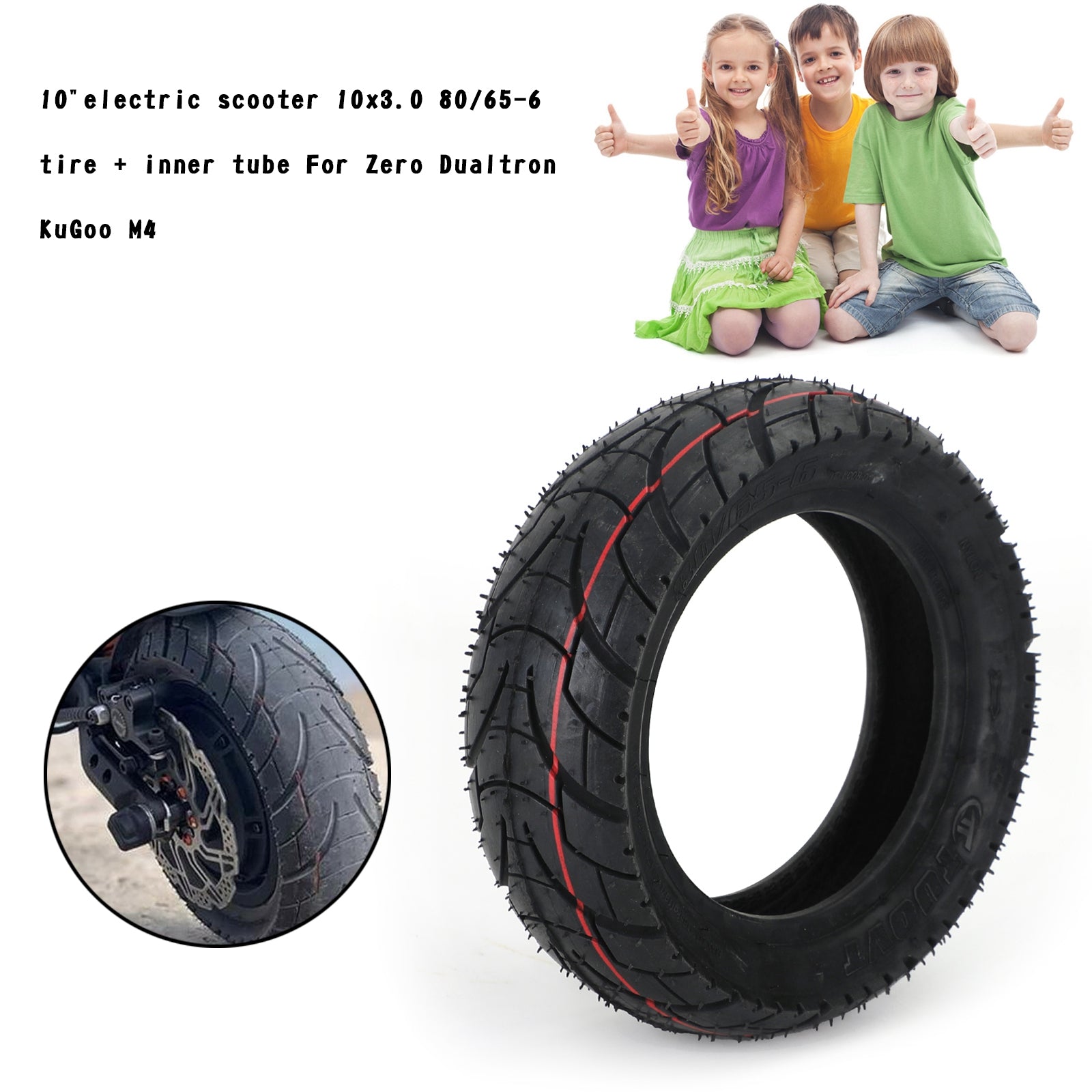 10"electric scooter 10x3.0 80/65-6 tire + inner tube For Zero Dualtron KuGoo M4