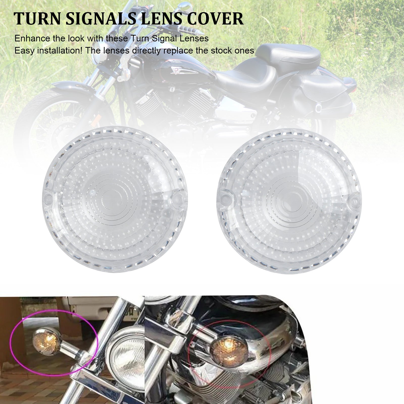 Front/Rear Turn Signals Lens Cover For Yamaha V-Star1100 XVS650 Road Star